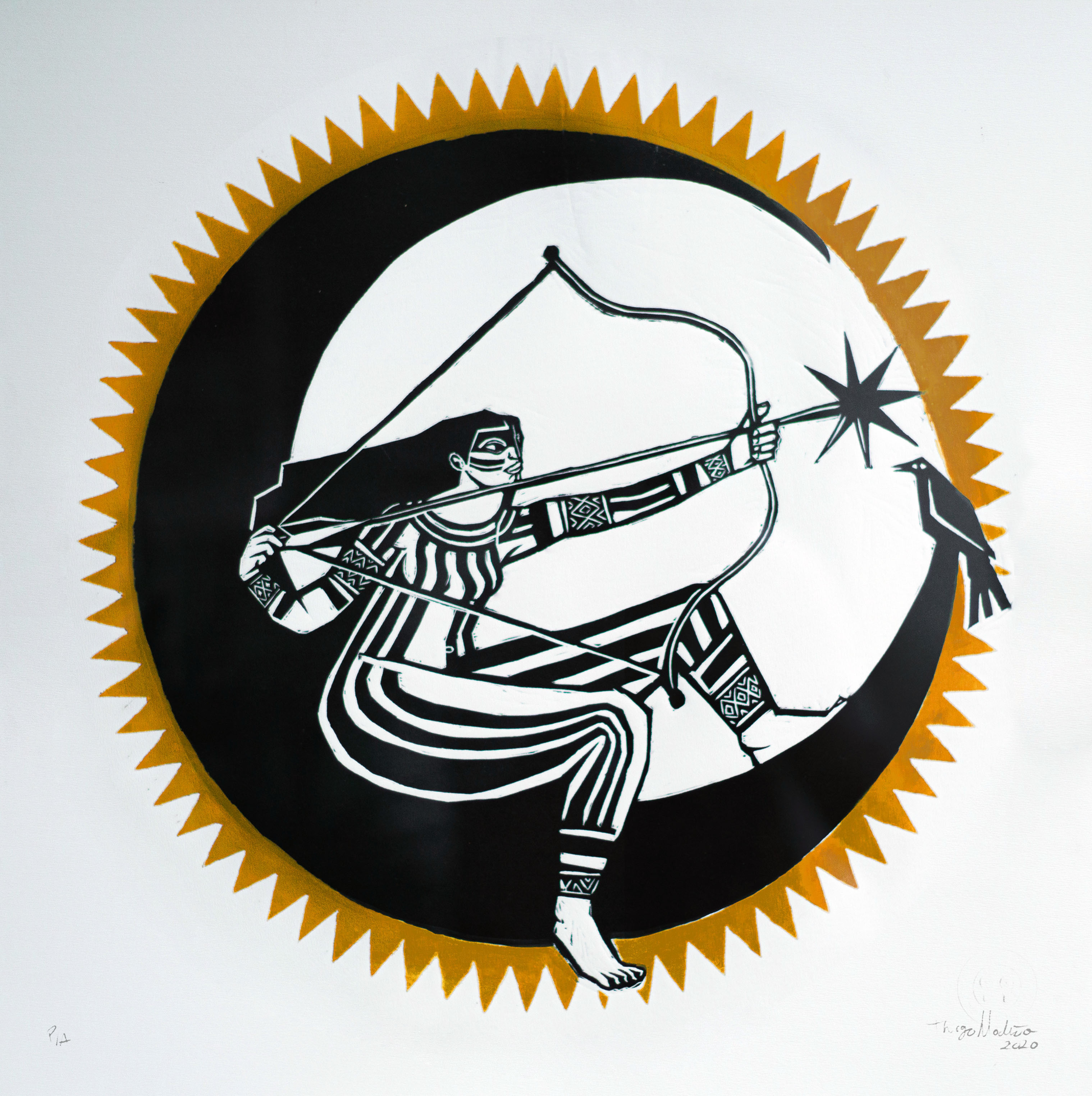 Ymyra, Sol e Lua | 51x51cm | 2021 | Xilogravura