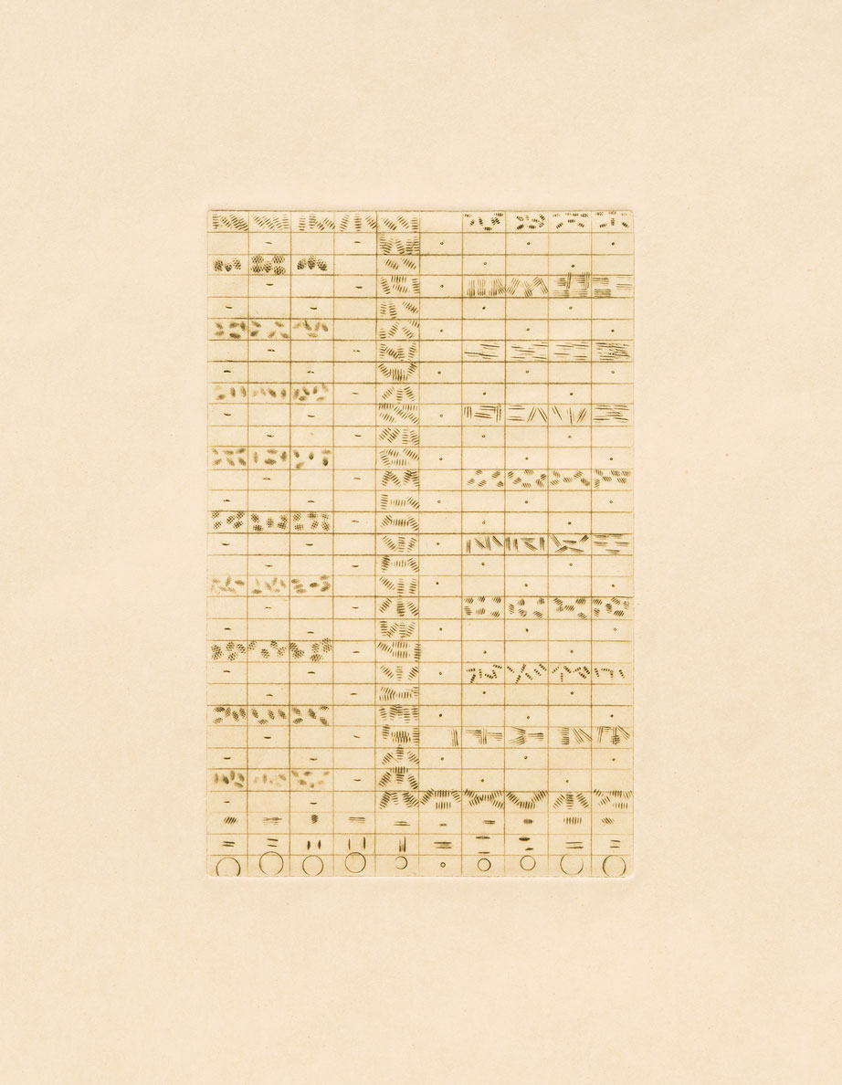 Untitled, 2019, drypoint and chisels on Atsukuchi paper, 48,75 x 32,25 cm (paper size)