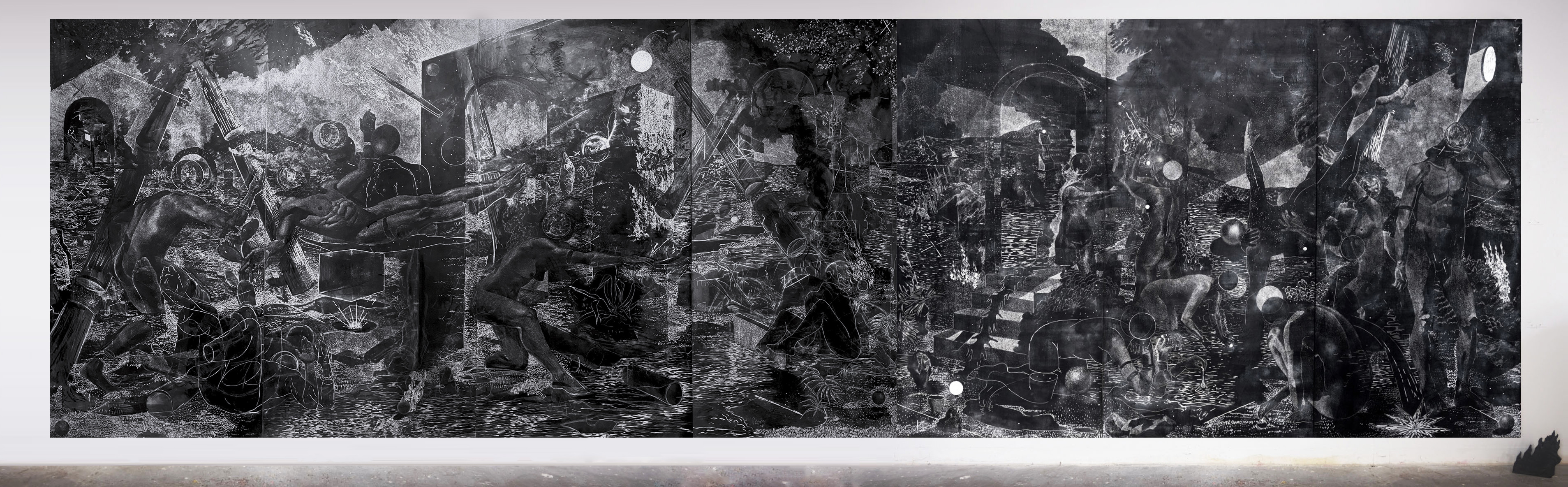 Precession. 96"x336" Woodcut matrix 2020-ongoing