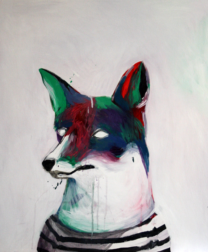 Rainbow fox mask, acrylic on canvas, 60/50 cm, 2015