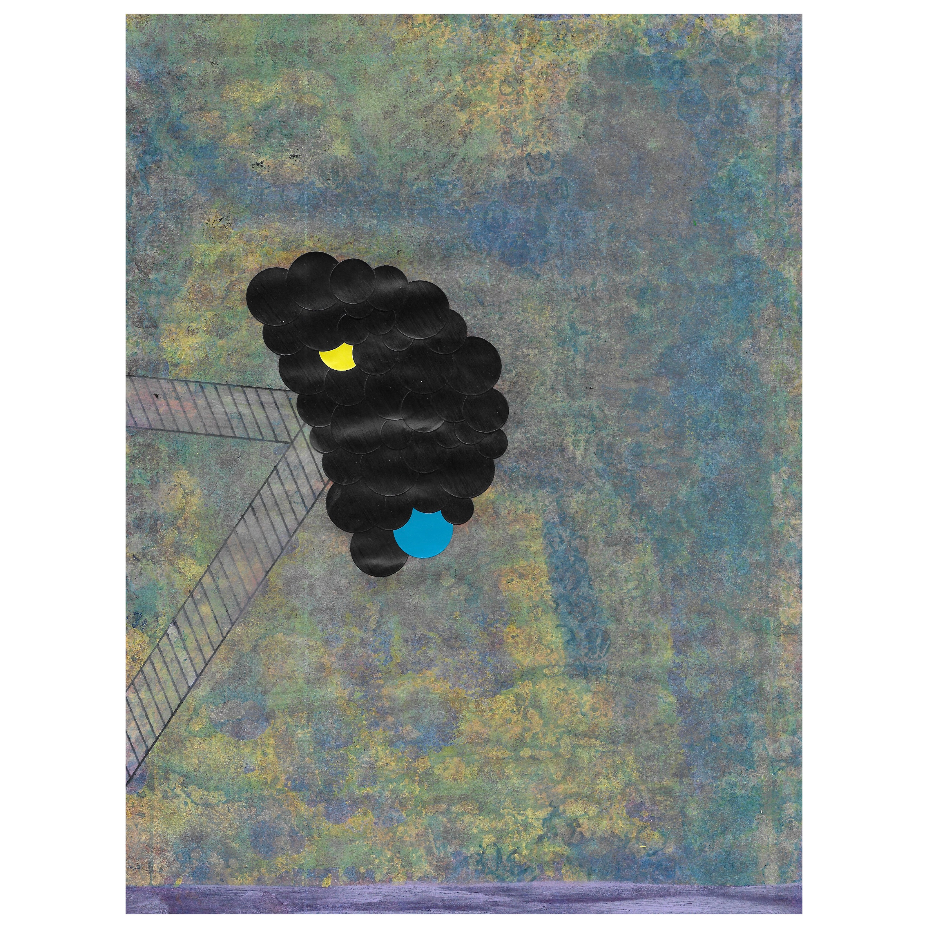 Untitled, 2024, acrylic and stickers on paper, 29 x 21cm