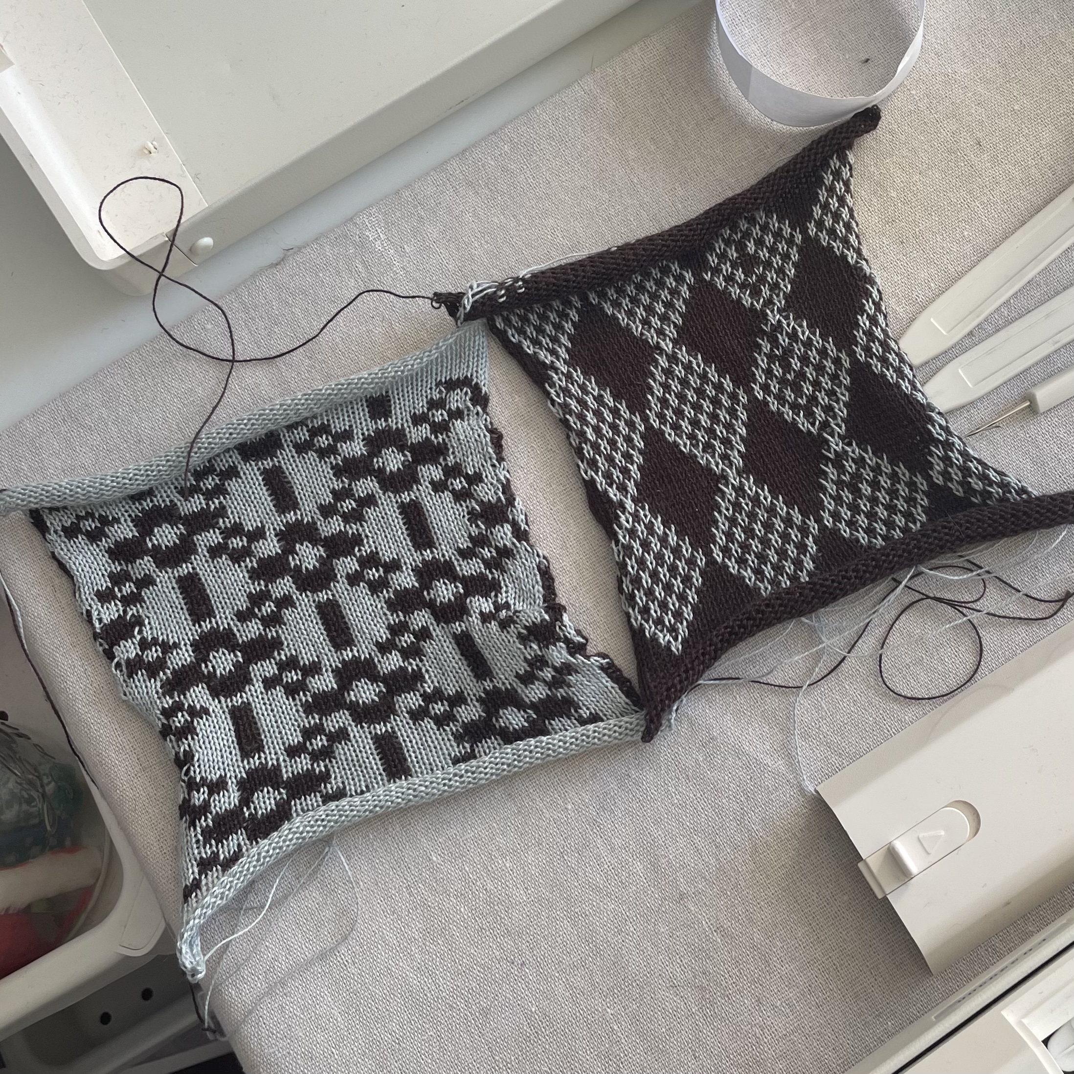 Original Punch Card Swatches on Industrial Knitting Machine