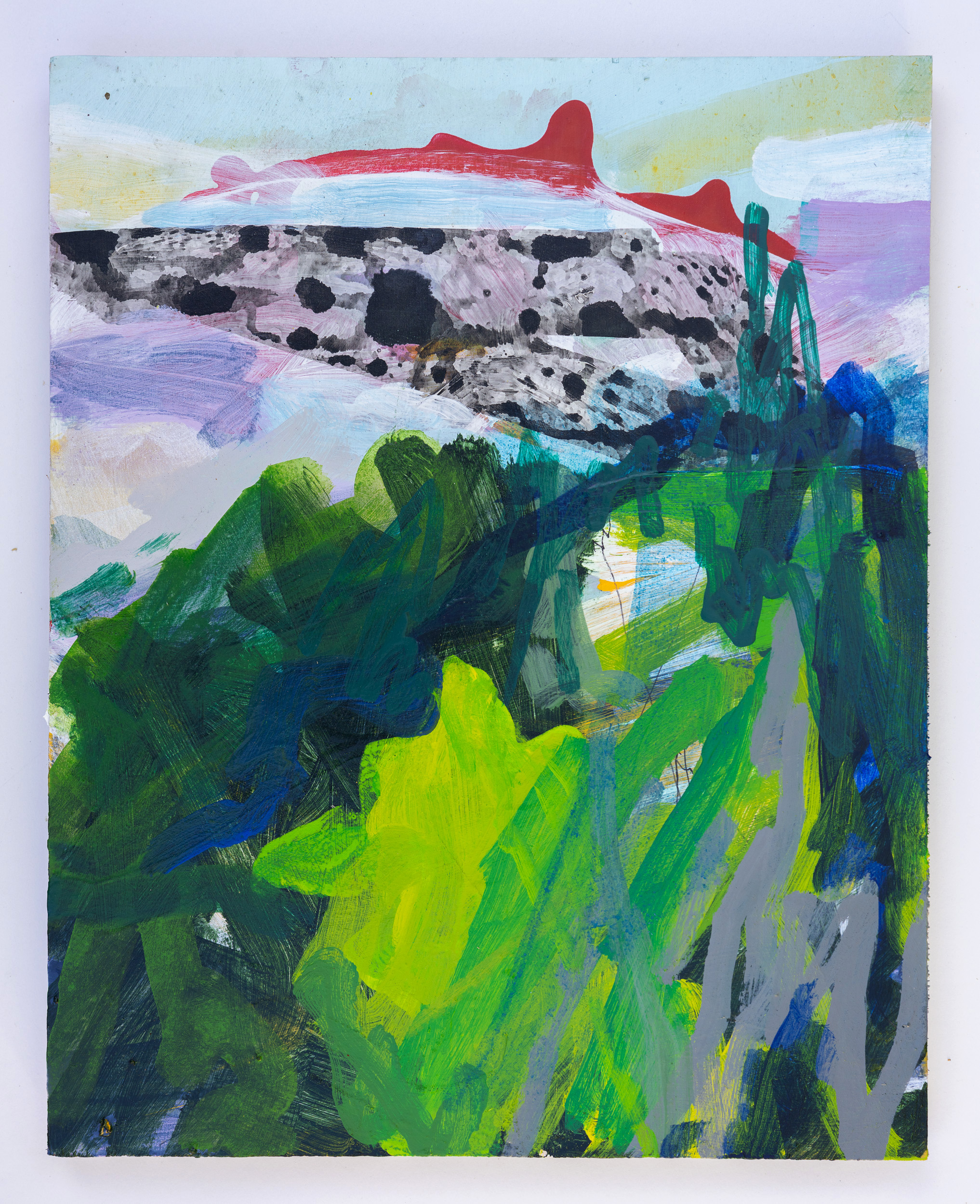 2025, acrylic and ink on panel, 15 x 12 inches