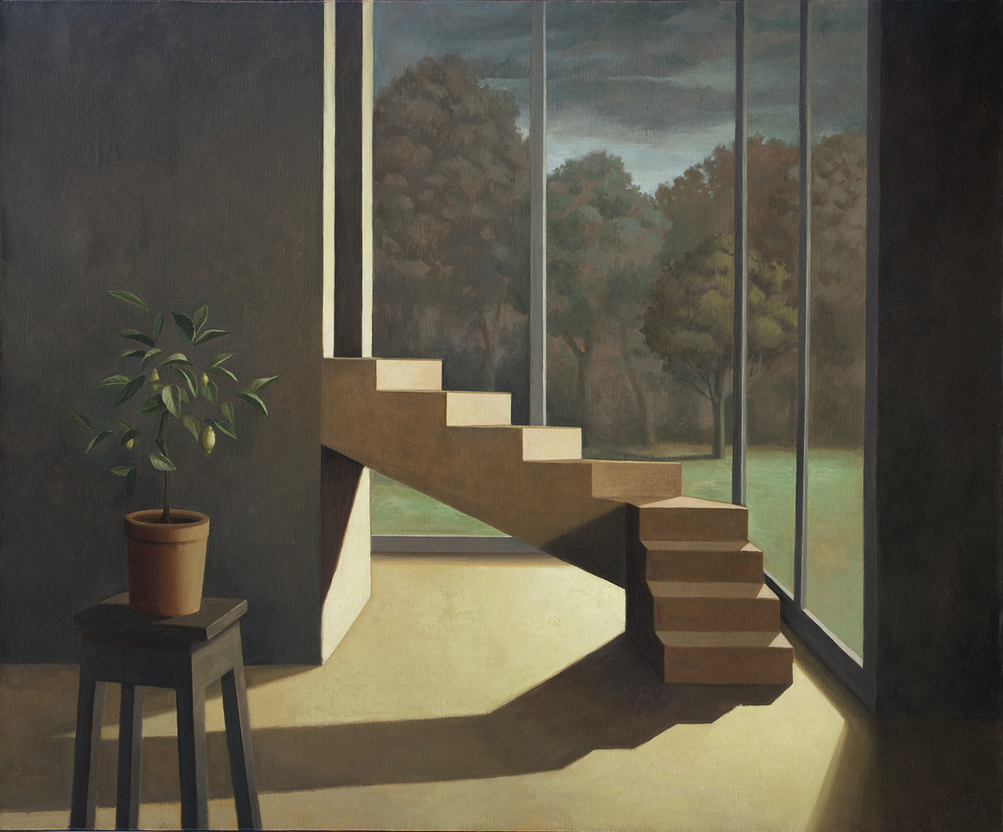 Huit marches, huile sur toile, 88x100cm, 2018