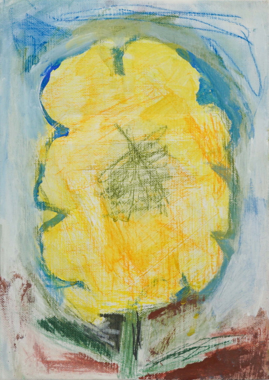 A Flower(Yellow), 2020, acrylic, color pencil on canvas, 30x21.5cm.