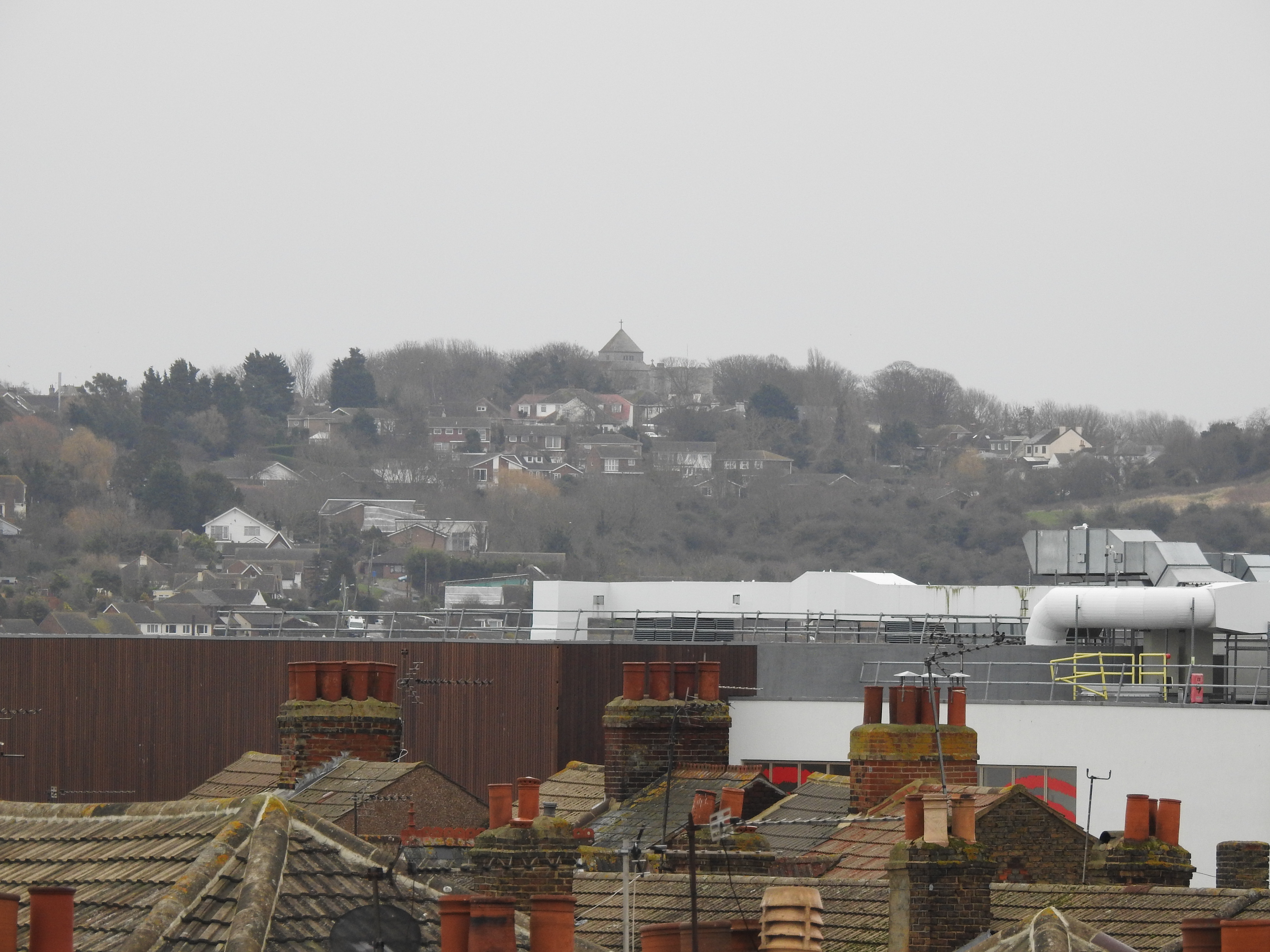 Minster Abbey from read bedroom of Uwe Johnson's house at 26 Marine Parade, Sheerness