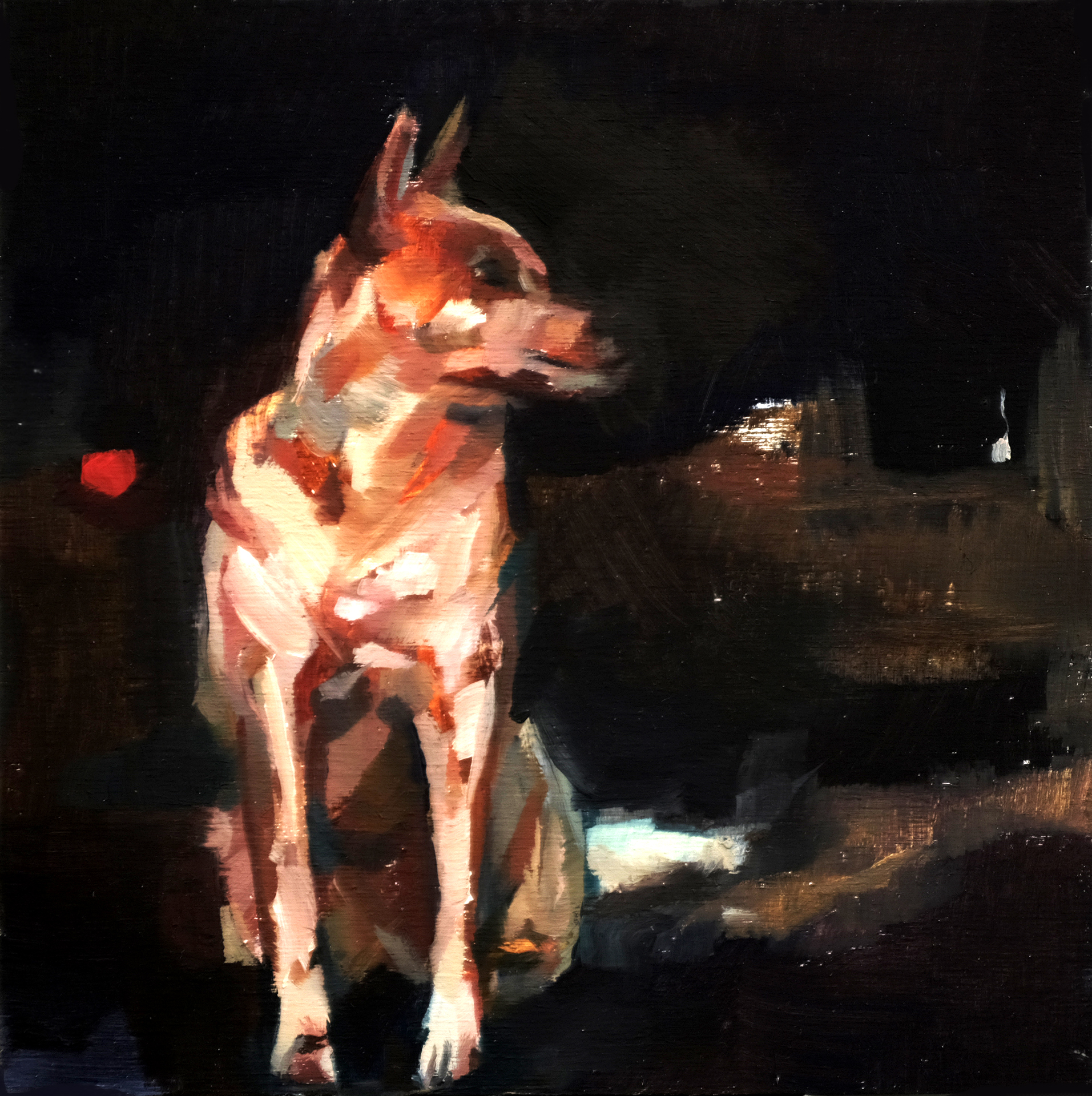 In the Dark, Oil on Panel, 6 x 6 in
