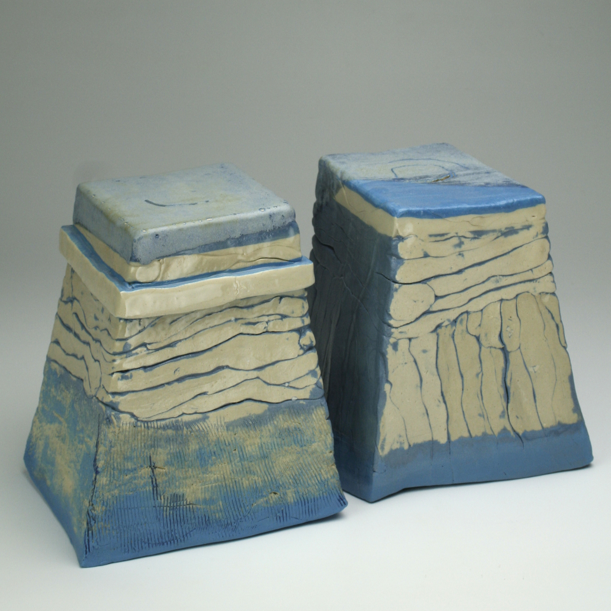 Double Deck, 7 x 7 x 14 inches each, porcelain