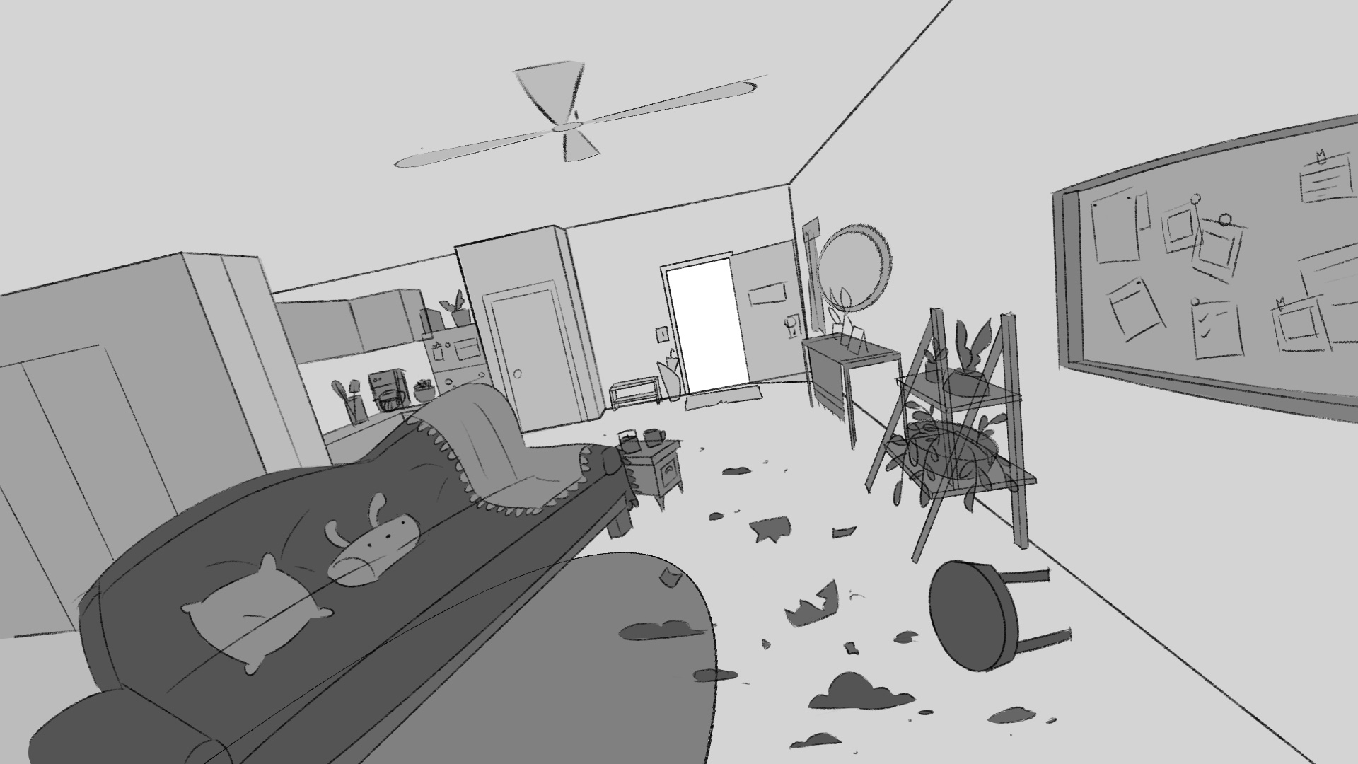 PLANT LADY - WIDE DOWN SHOT