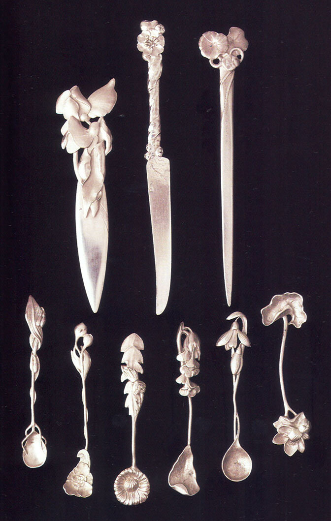 Art nouveau cutlery, by prince bojidar karageorgevitch_ paris, france, late 19th century