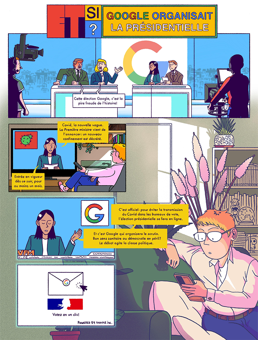 What if Google ran the elections? 2 pages short comics for Novethic, 2022
