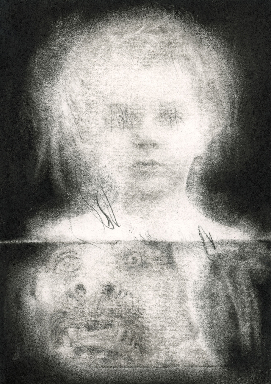 Pierrick Naud Les limites du cavalier n°05, 2023 Fusain et graphite sur papier 15,5 x 11,3 cm Courtesy de l'artiste et de Modulab