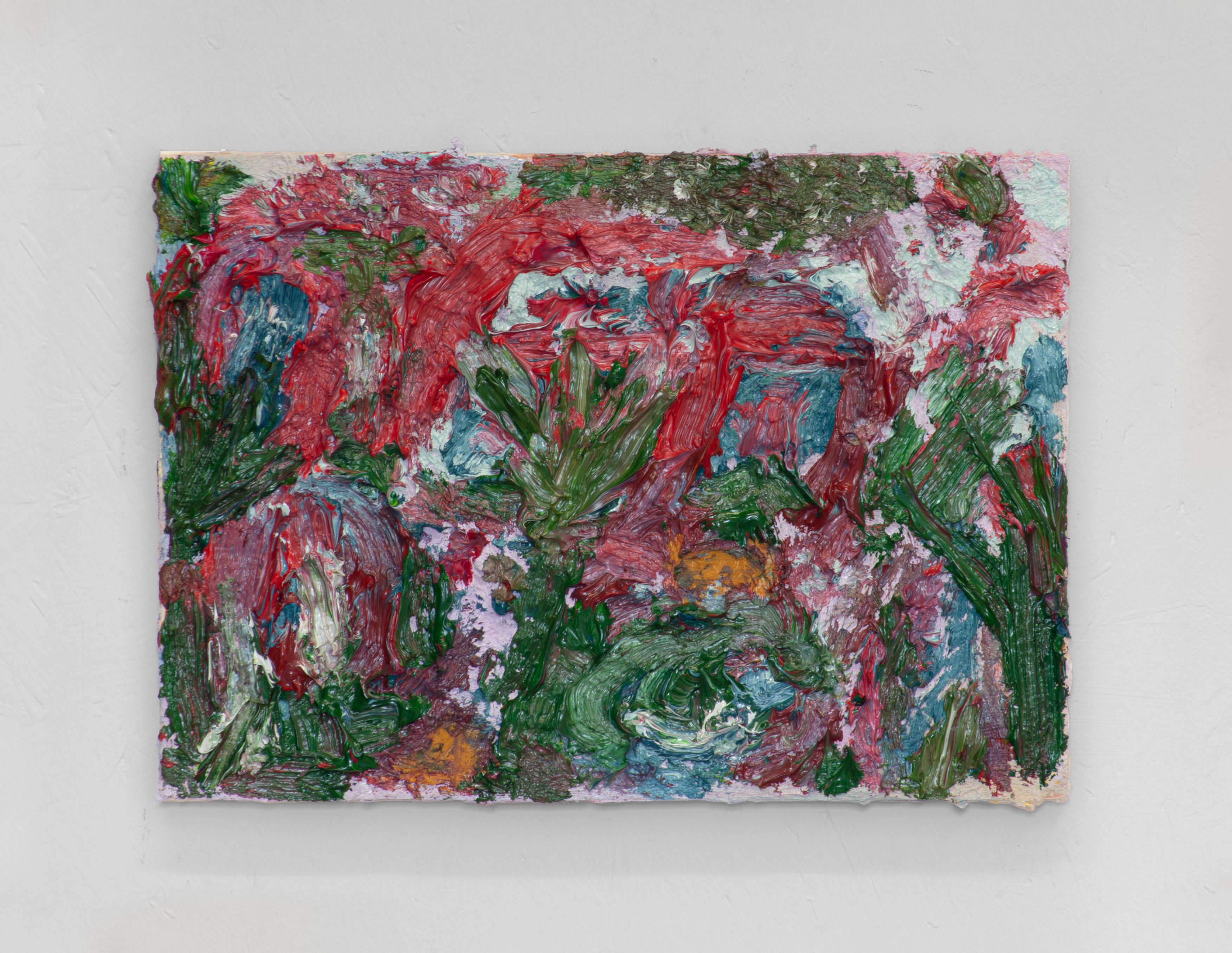 House edge of wood, 2025  Oil on wood  20 x 35 cm