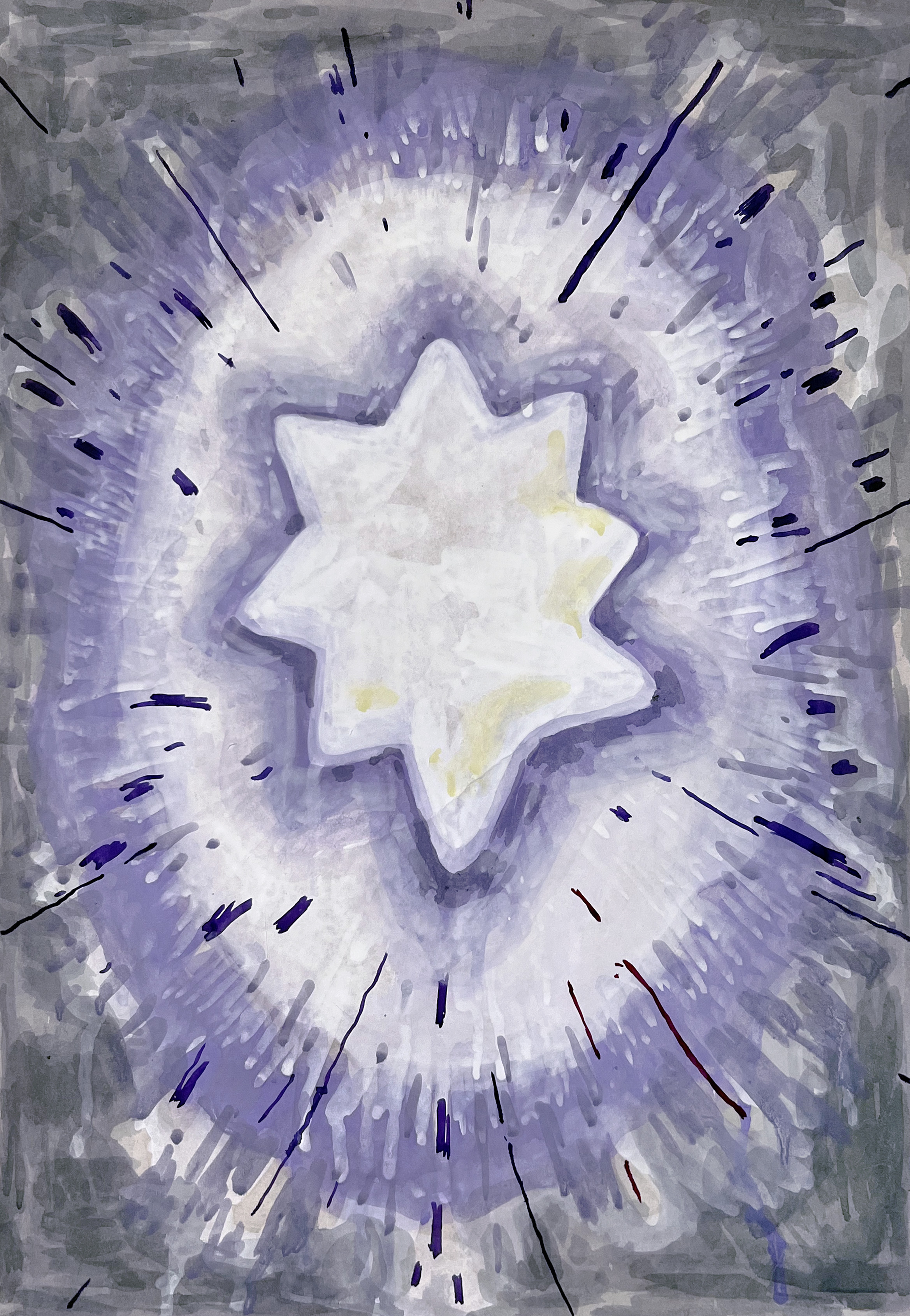 고유의 겹, 2022, 순지에 채색, 35 x 27 cm