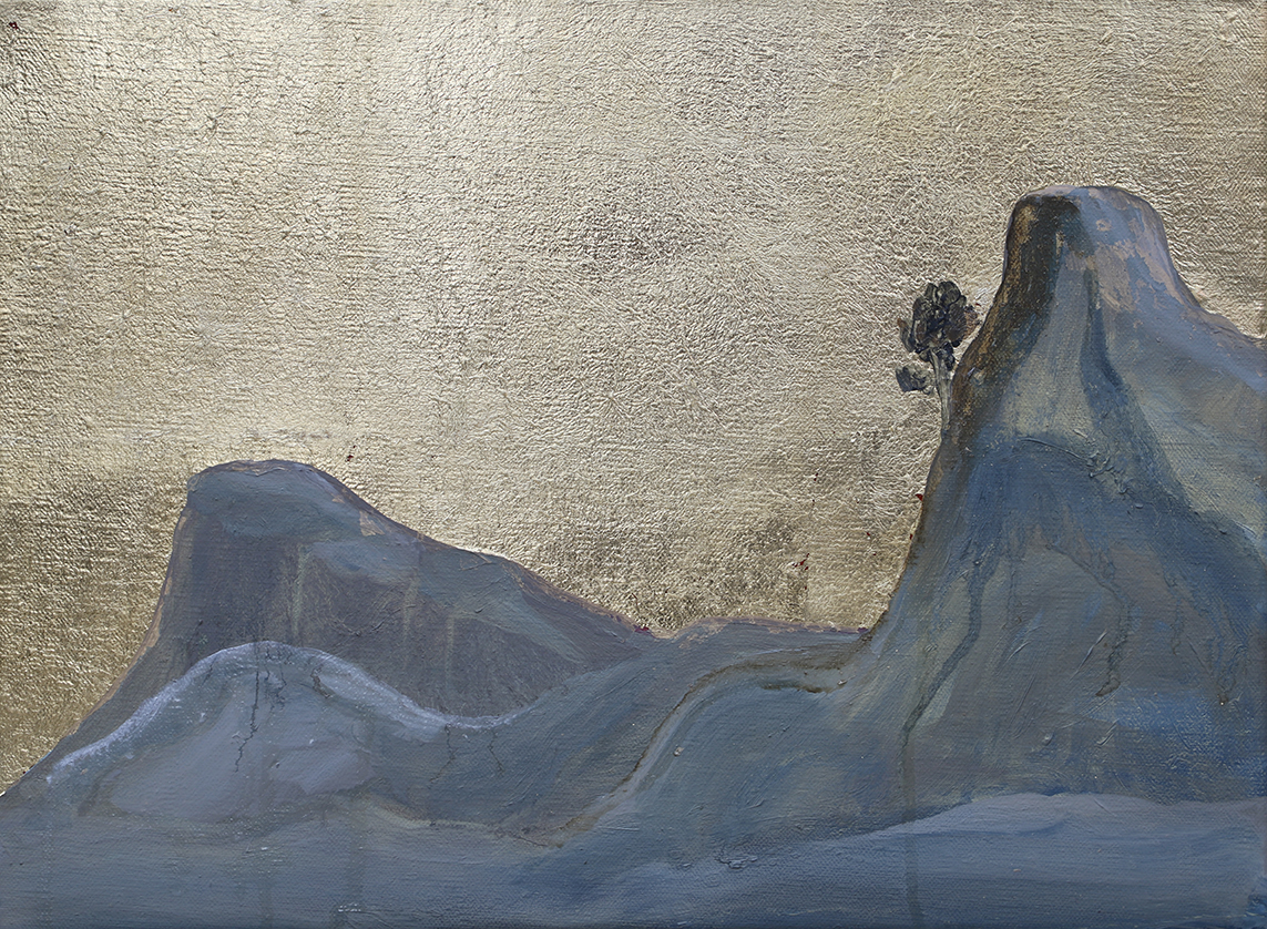 Out in the Wilderness (Joy), 40x30cm, oil and metal leaf on linen