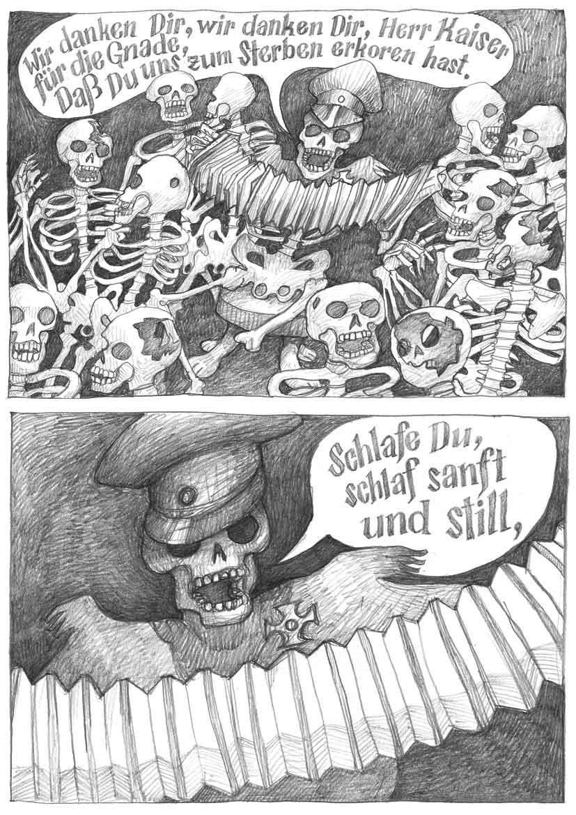 Skelette und Gerippe tanzen, Hugo Ball Totentanz 1916