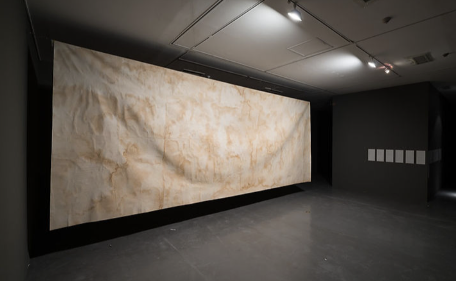 Dohee Kim, Bed Wetting, 2014. Boy's urine on paper. 840 x 300 cm. Courtesy of the artist