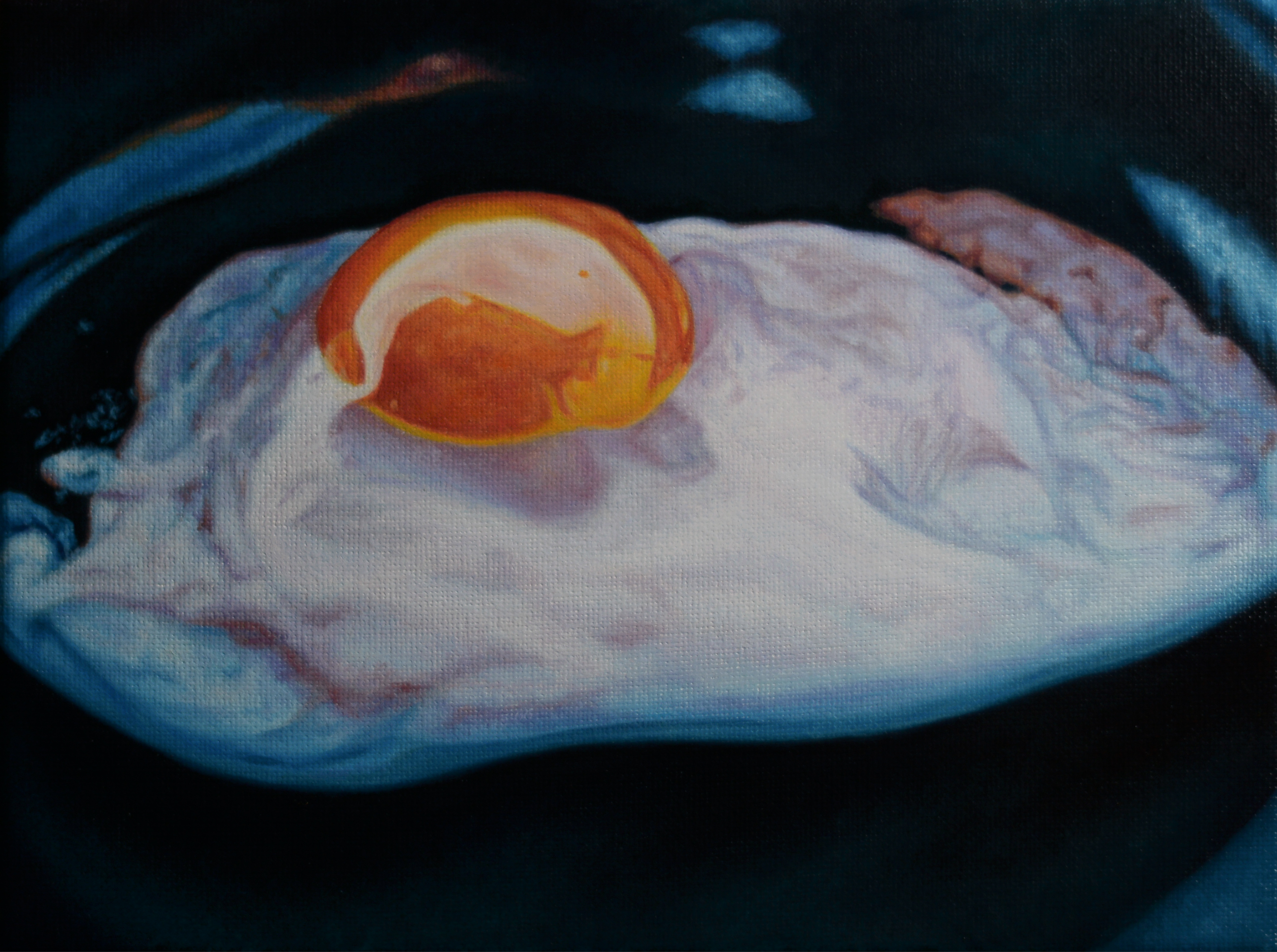 “Ultraviolegg” 2020, olio su tela, 24 x 18 cm