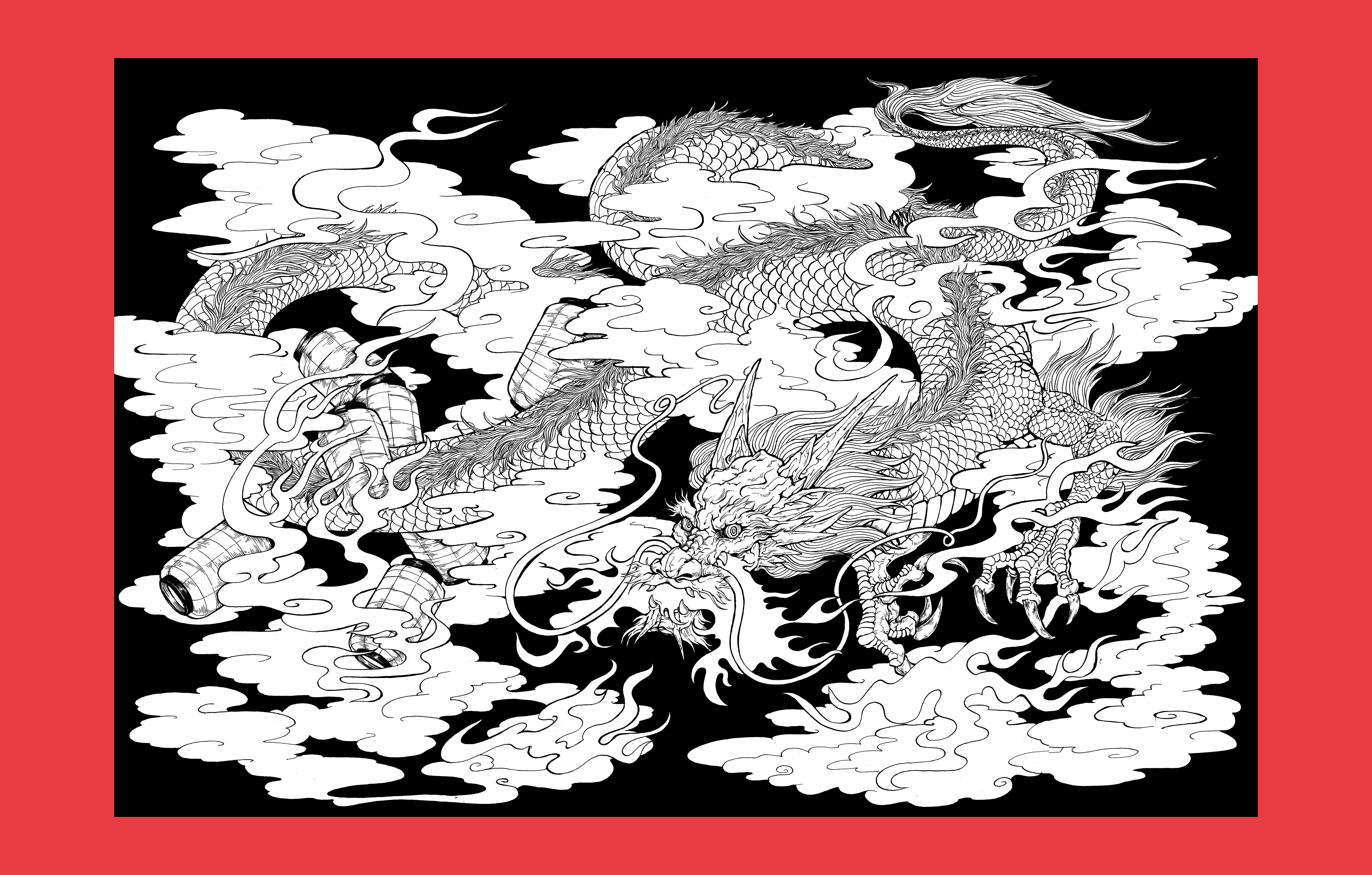 The Loong2017&nbsp;&nbsp;Collaborate with illustrator Cash Huang to create wall visual for a small chain eatery based in Shanghai