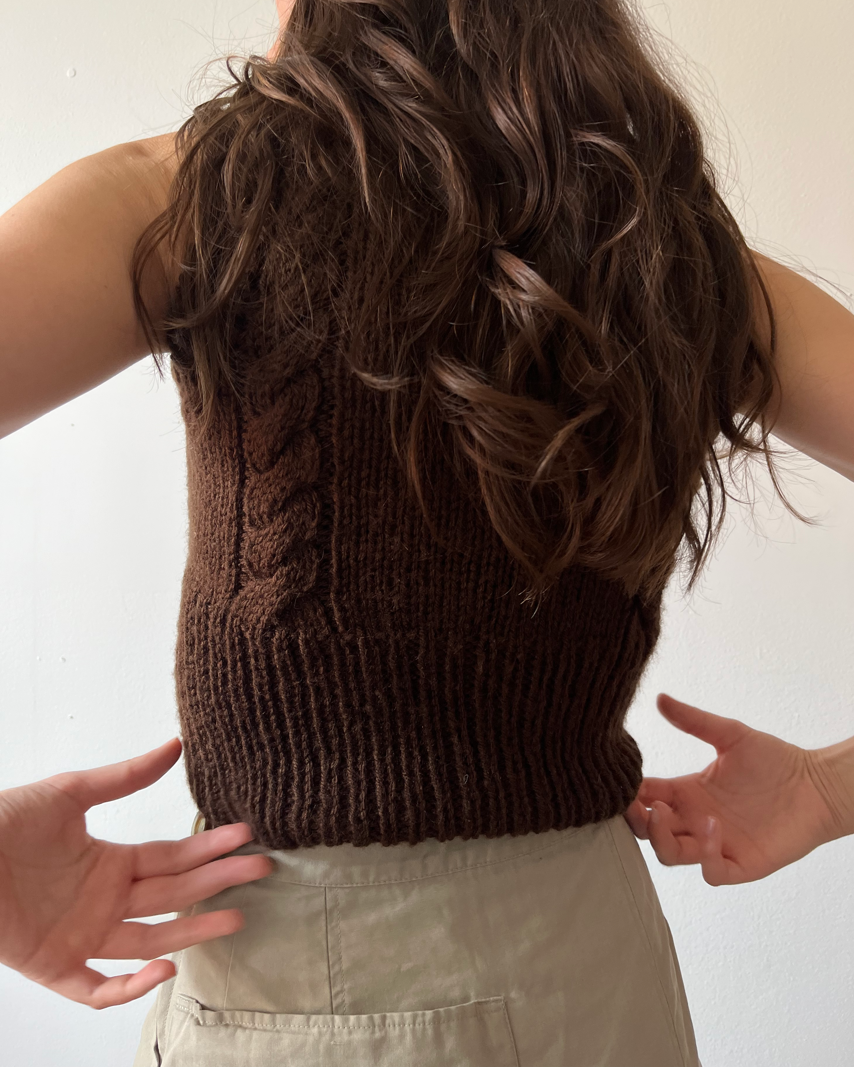Cropped Cable Vest - Hand Knit
