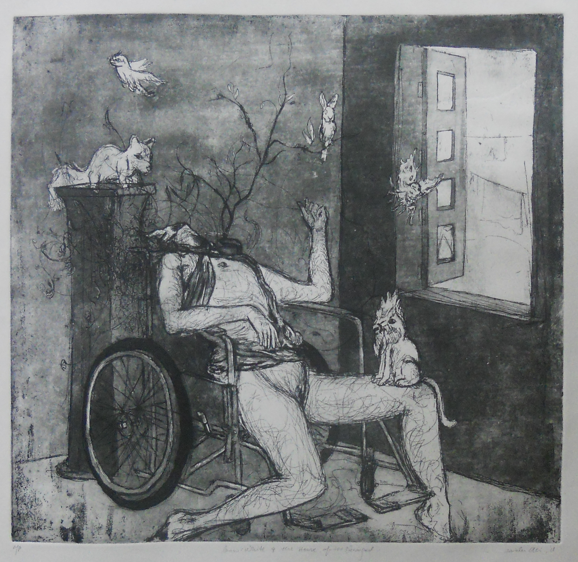 Snow White and the House of the Deranged. Etching on paper, 51cm x 51cm, 2010