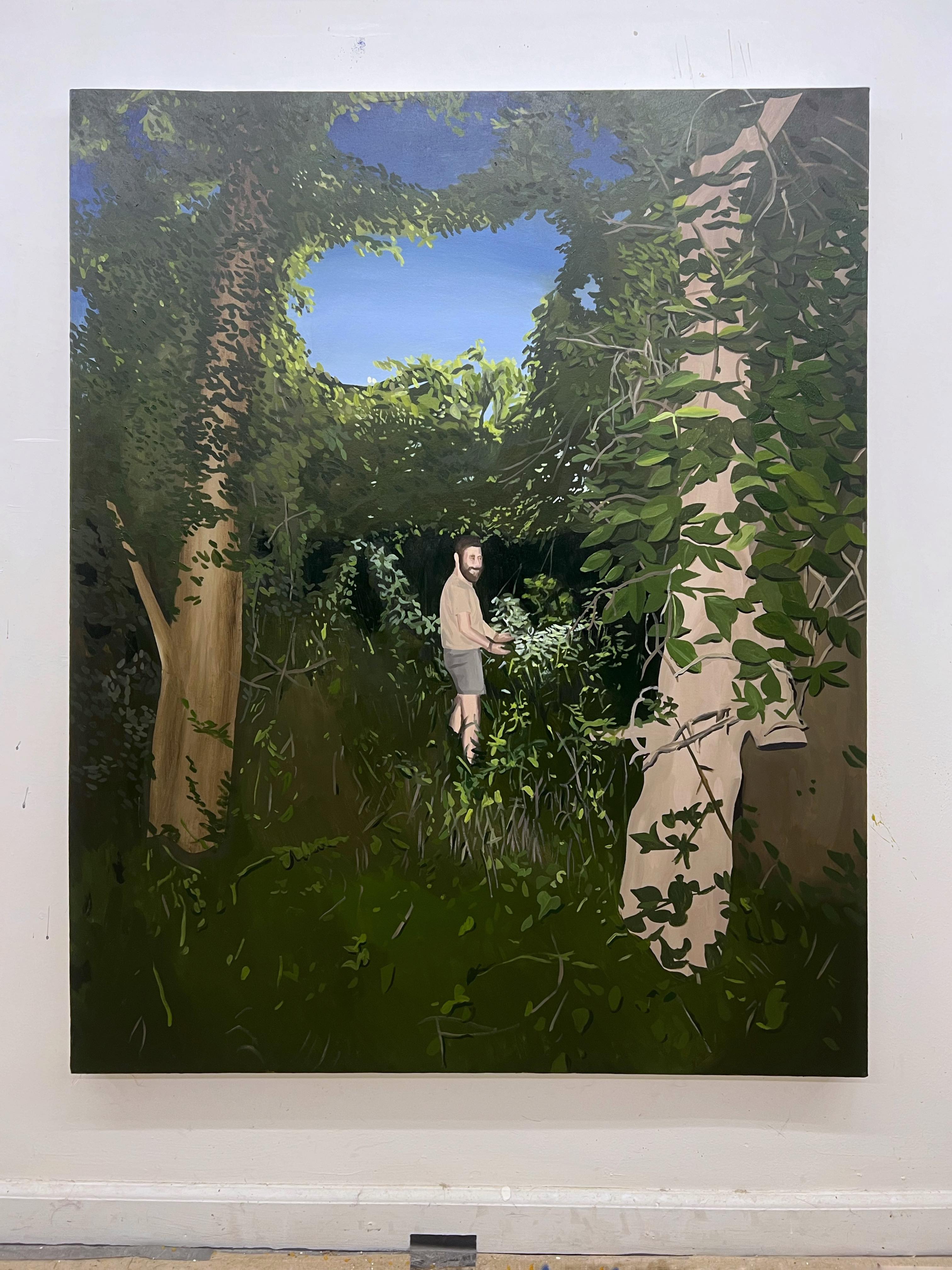 sam in the forest at zika / oil on canvas / 2024