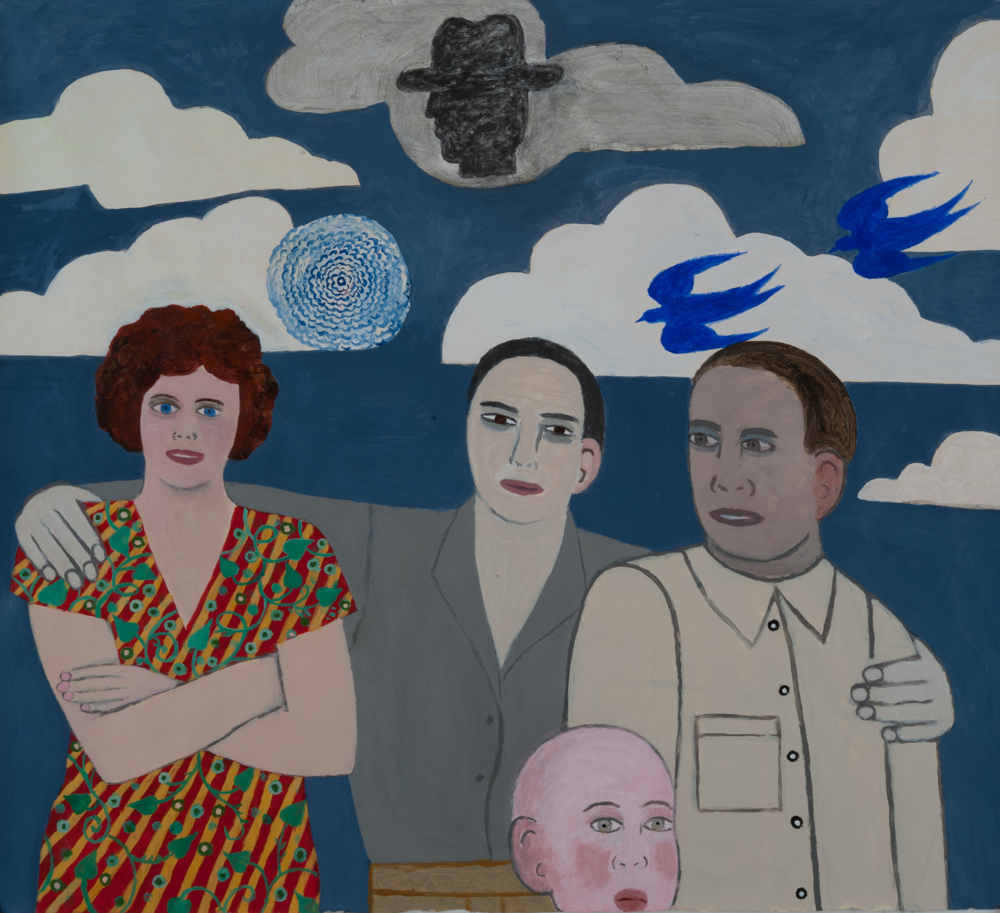 Reunion, 2025, Acrylic on Okawara Paper, 38 1/4 X 42 1/4 in. (Framed: 40 7/8 x 45 1/8 in.)