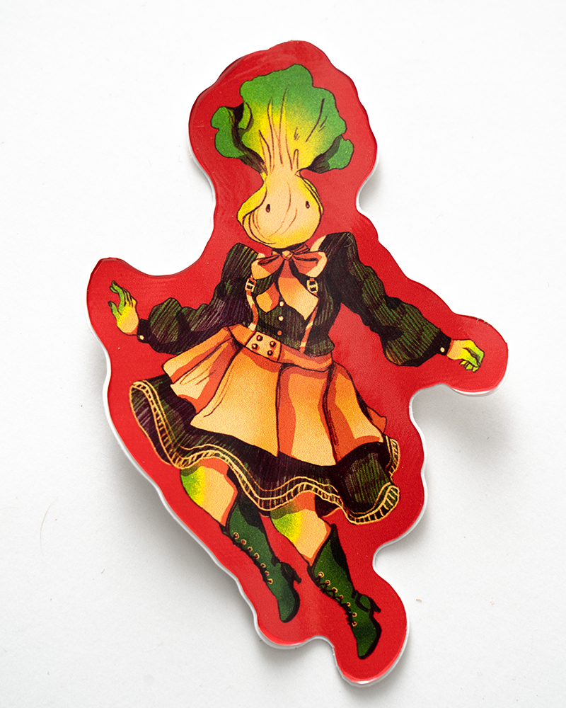 Pencil Critter “Vegetable Folk” stickers, "Madame Bok Choy"
