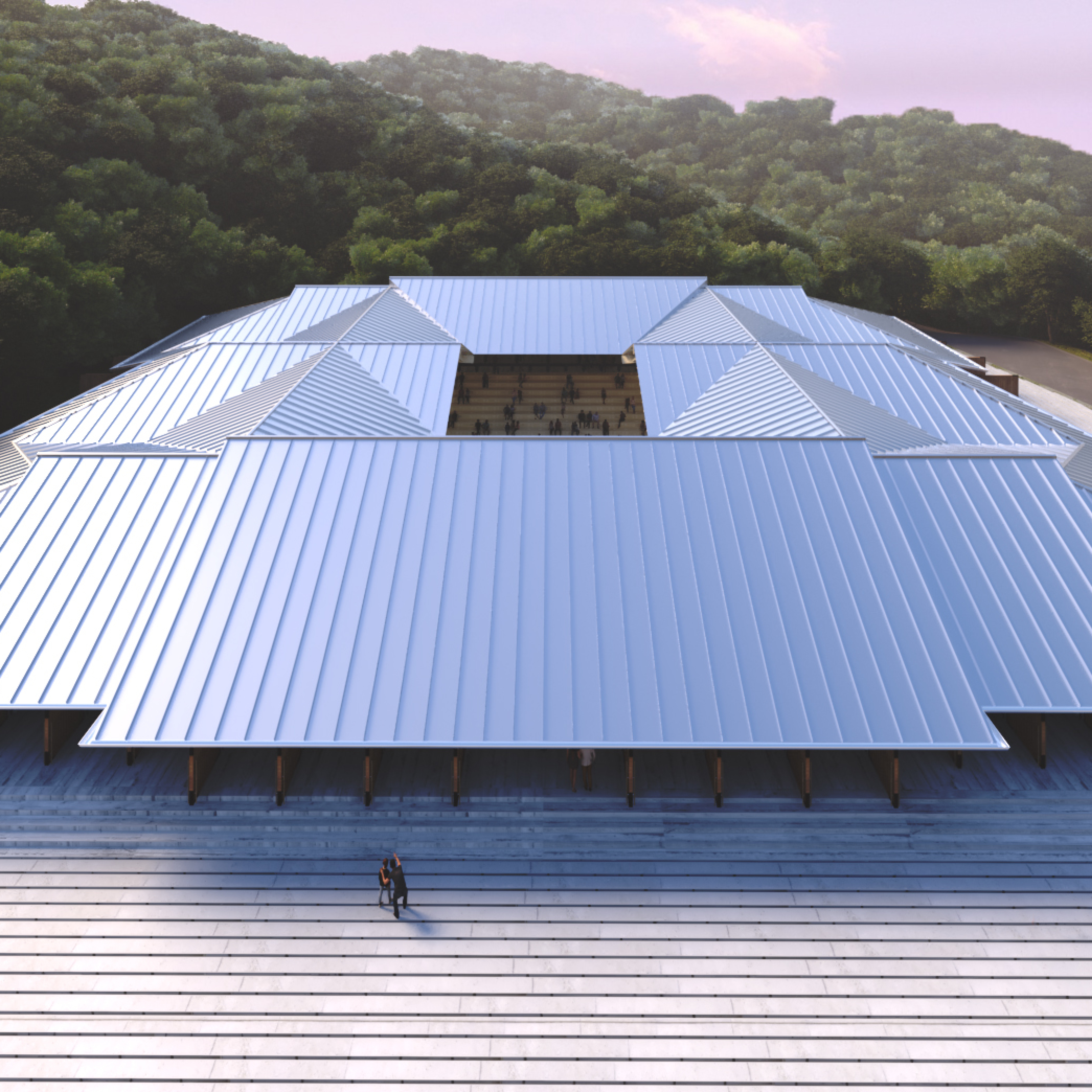 The frontage and compressed roof