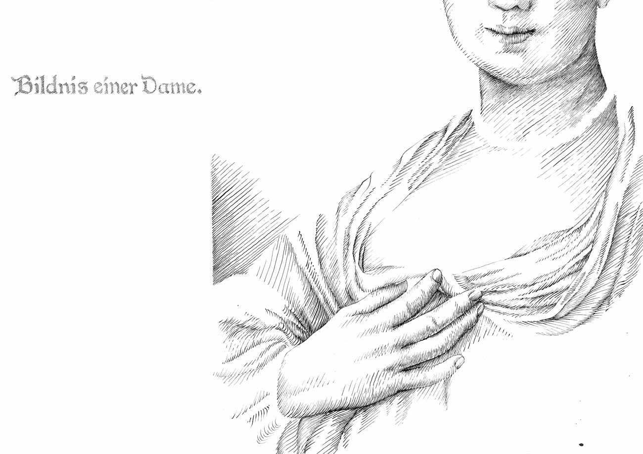 Portrait of a Lady, 2017, ink on Bristol board, 21 x 29.7 cm.