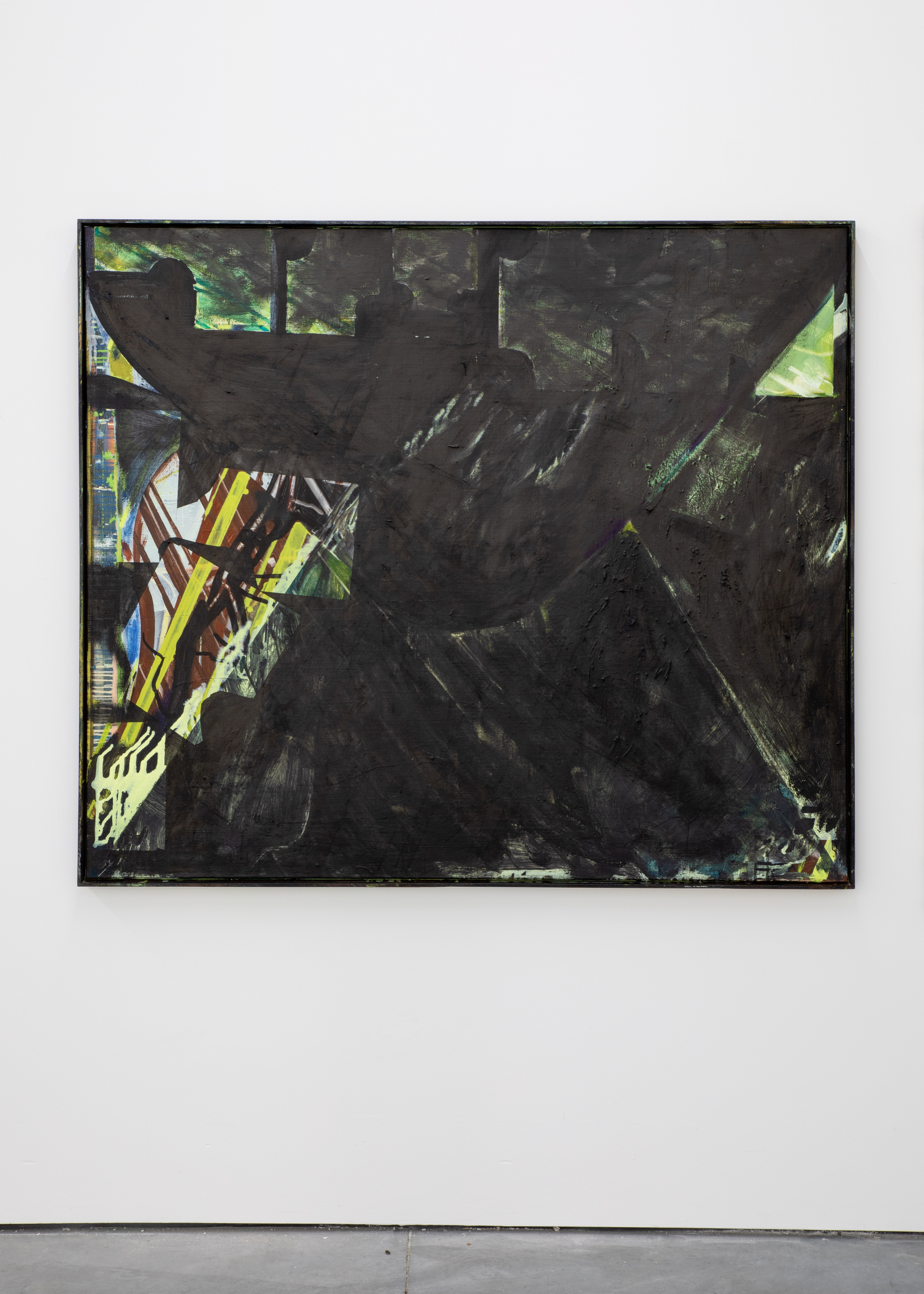 'Untitled', oil and enamel on canvas + artist's frame 121 x 141 cm, 2025.