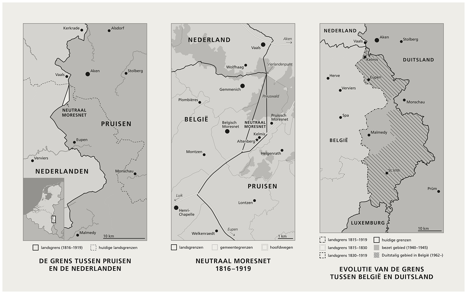 Three maps on Neutral Moresnet (1816–1919)from: Zink (Boekenweekessay 2016)David Van Reybrouck, 2016maps for: ZinkDavid Van Reybrouck