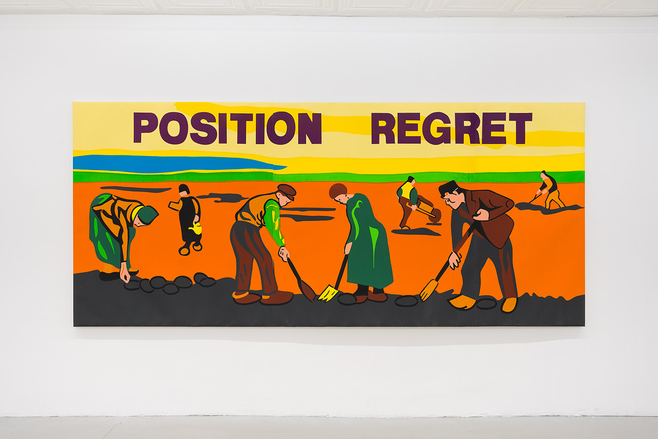 Position Regret, 1990, silkscreen billboard on canvas, 66 x 145 in. (167.6 x 368.3 cm.)  