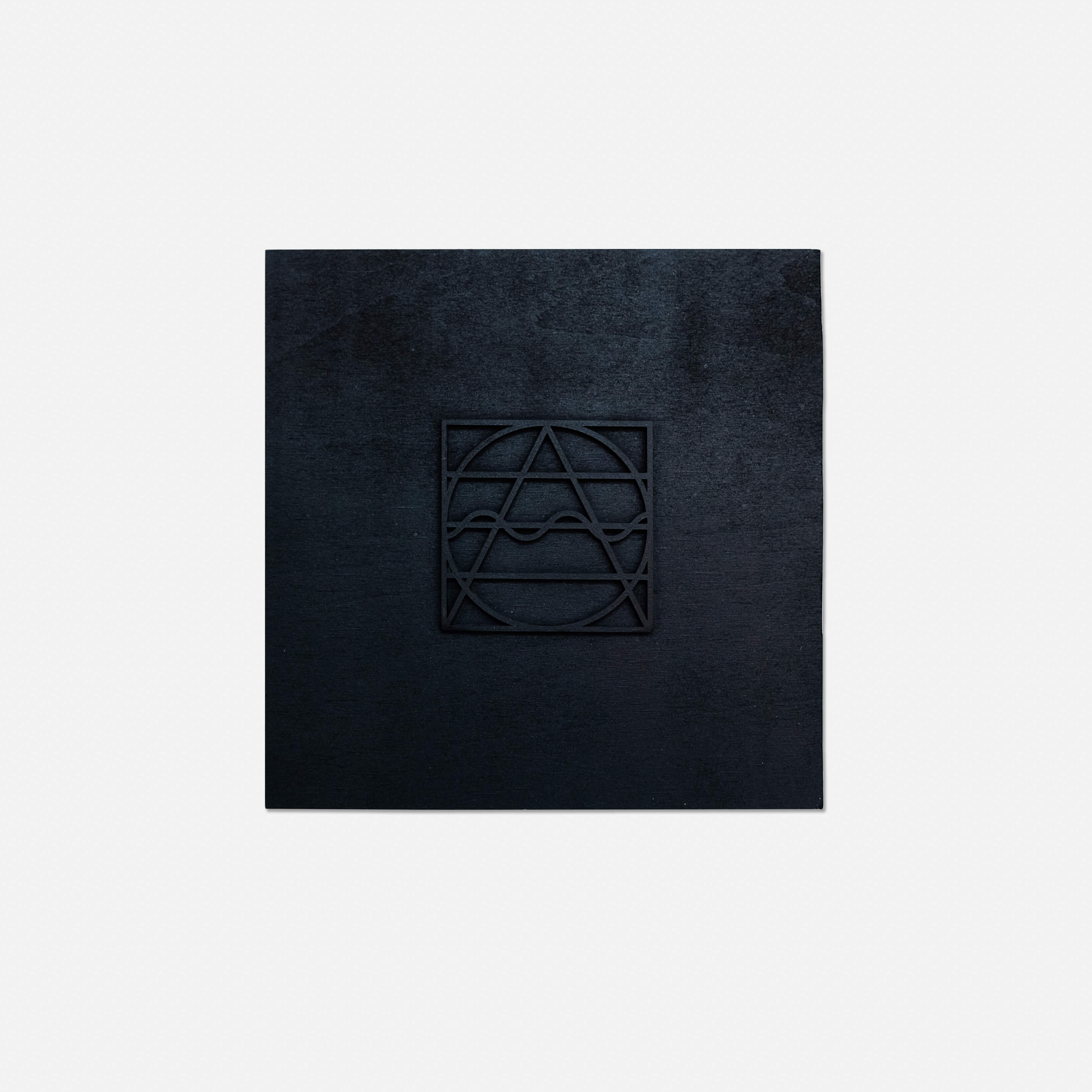  M&aacute;thēma (Black-3D), 2018, 3D Printed PLA and acrylic on wood, 12 x 12 in