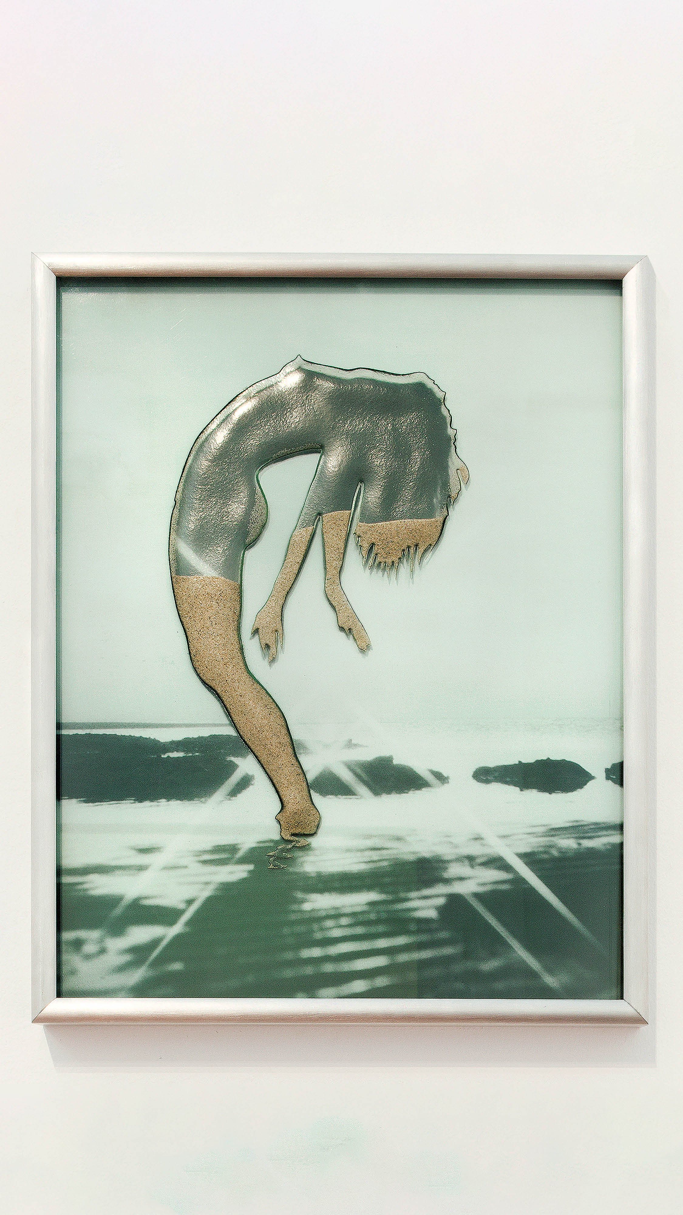 Sand Woman, 2012, Sandblasted Glass, Inkjet Print, Sand, Aluminum Frame, 48x38 cm
