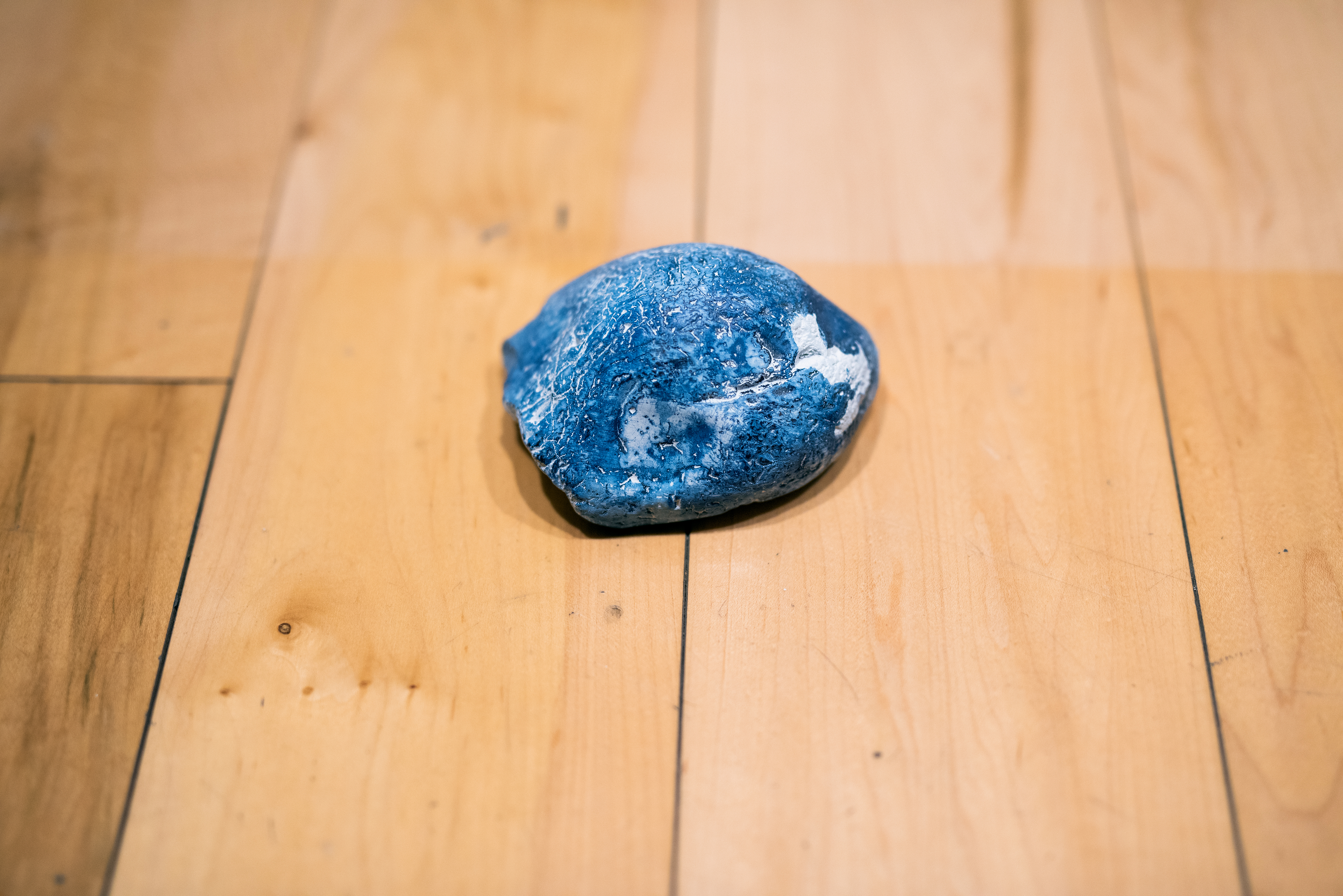 "Pool," 2021, cyanotype on painted river rocks, detail