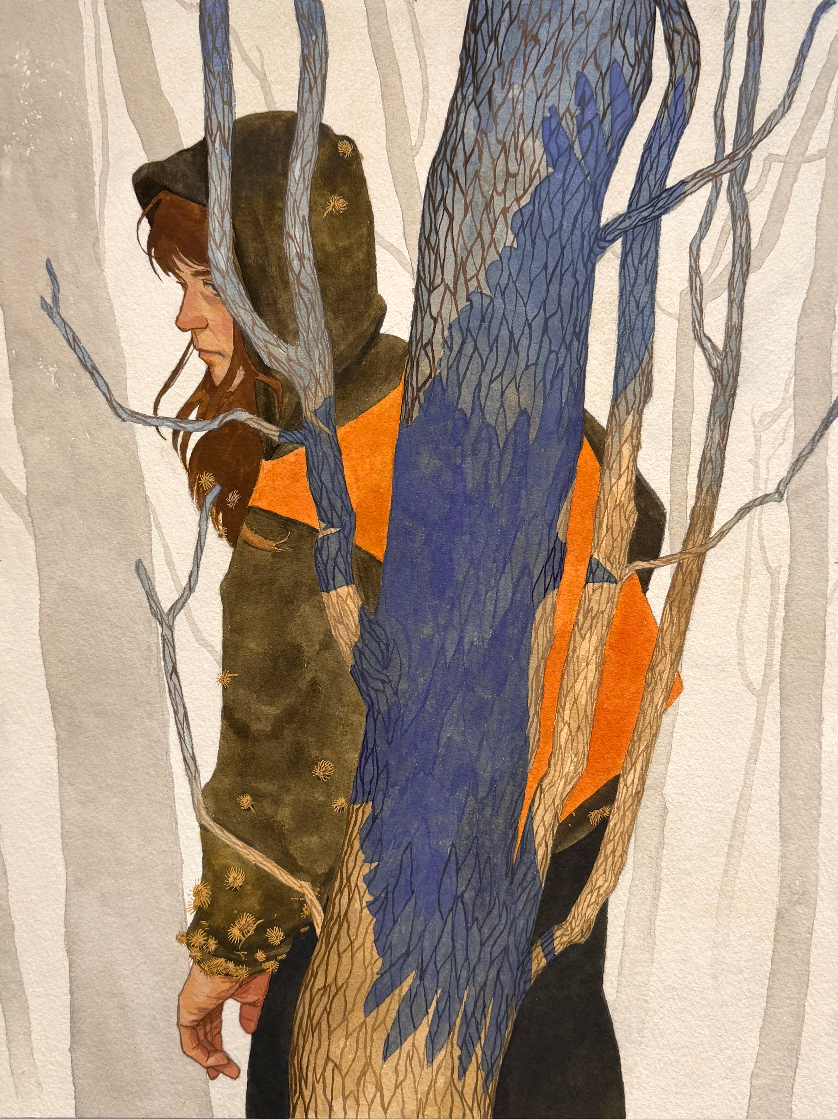 Drift, 2025, 16x12", gouache