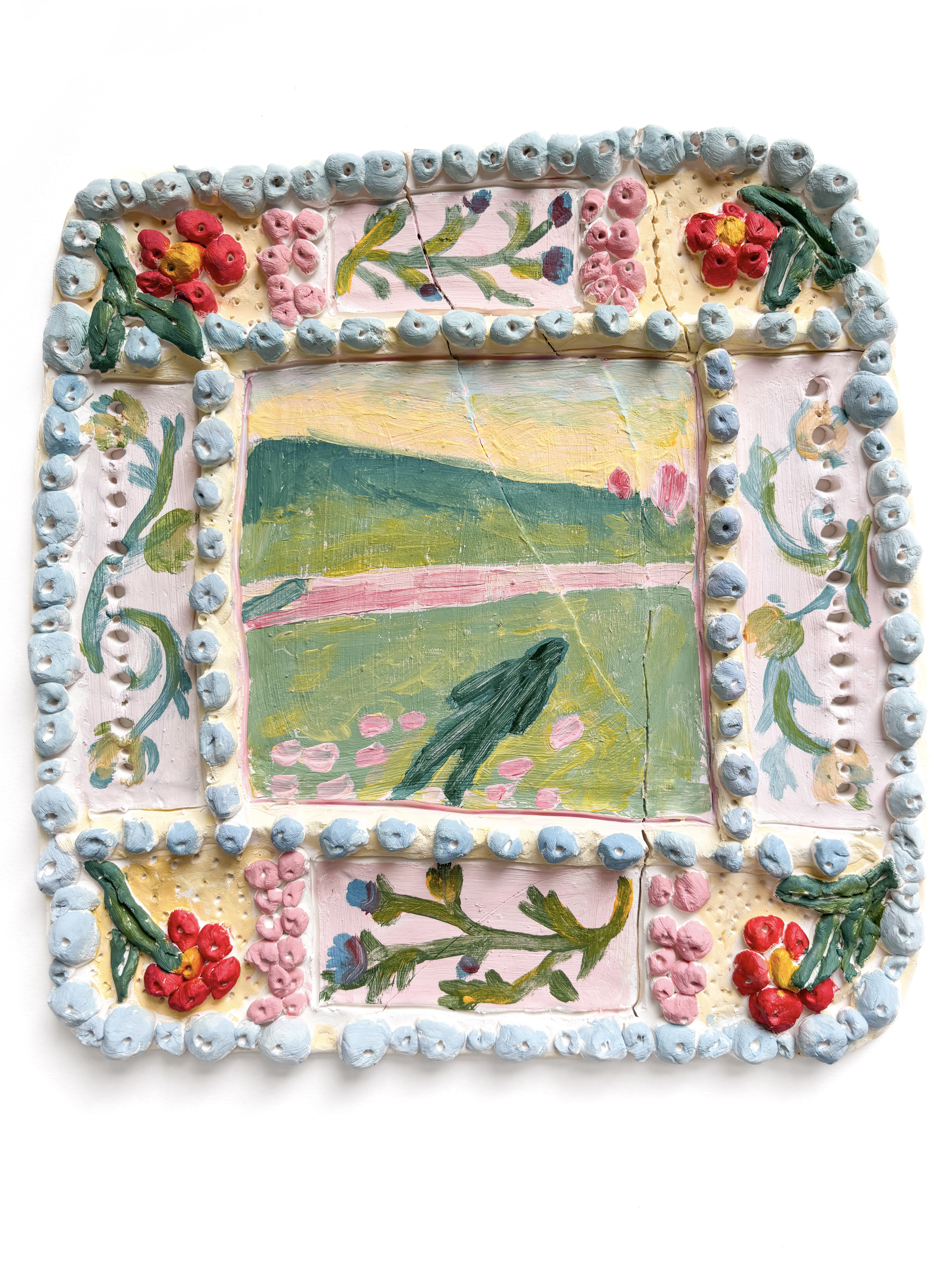 „Shadow", H24cm x W24cm, acrylic paint on bisque, 2025