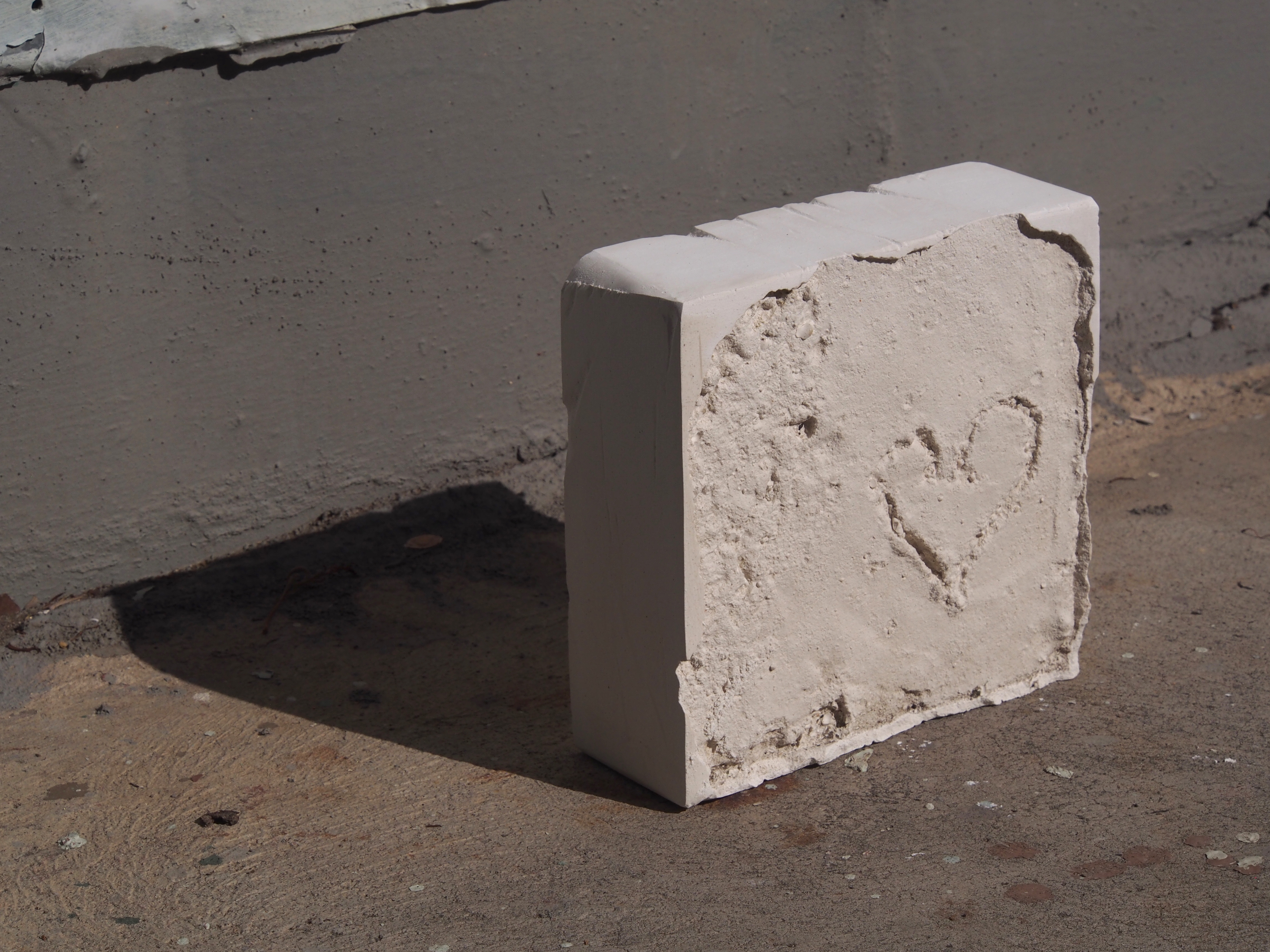 Untitled, plaster cast of pavement heart, 15.5 x 15.5 x 15.5 cm, 2019