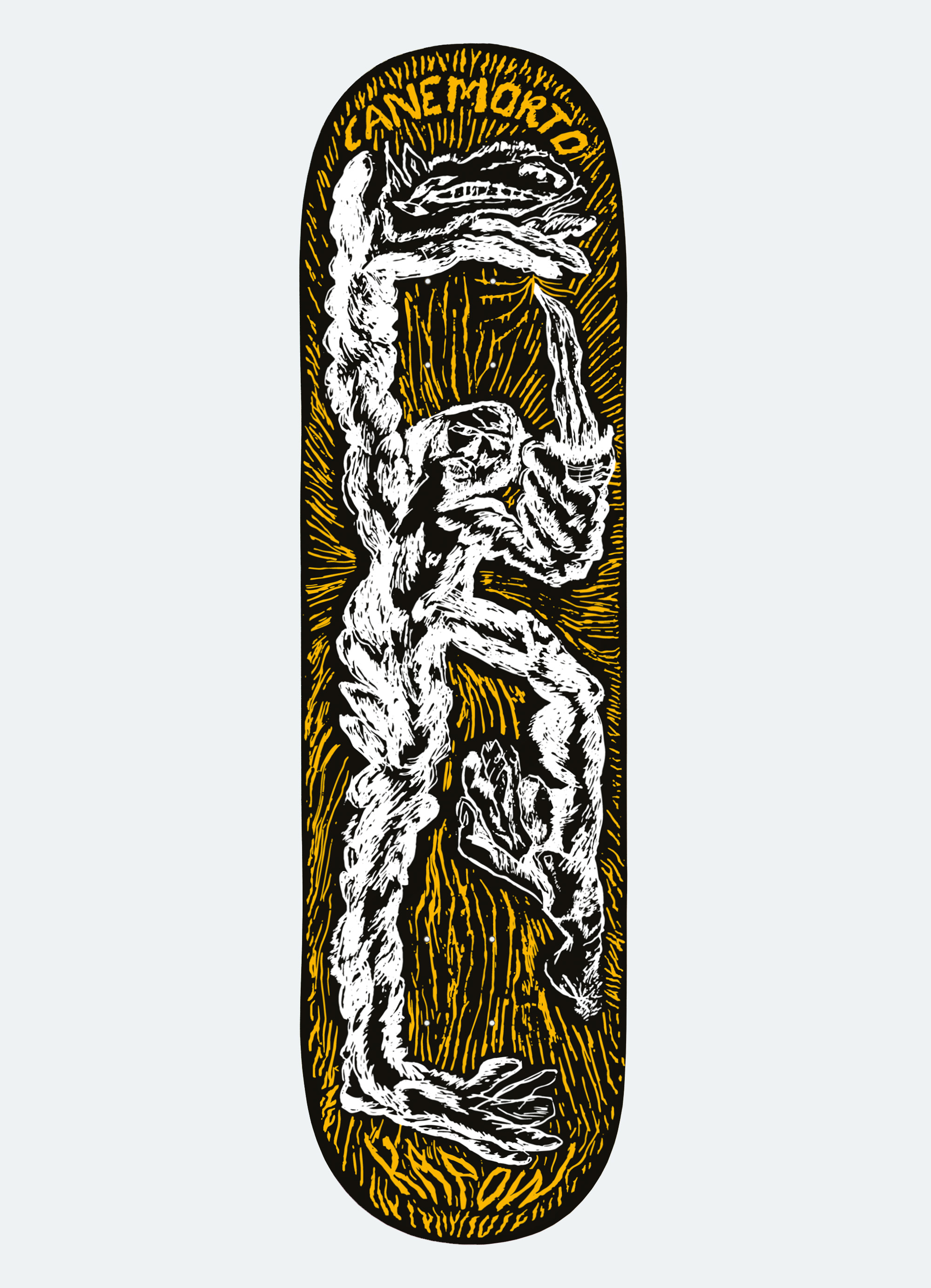 CANEMORTO SKATEBOARDscreen printed skateboard deck, produced by Kapow, edition of 50, 84x21cm, 2018 · info 