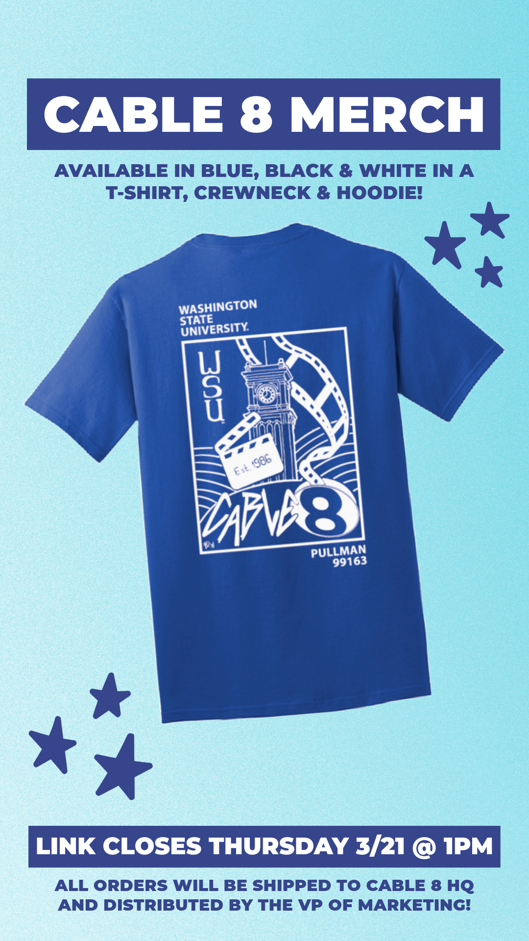 Cable 8 Merch - An Instagram story post used to showcase our most recent merch design