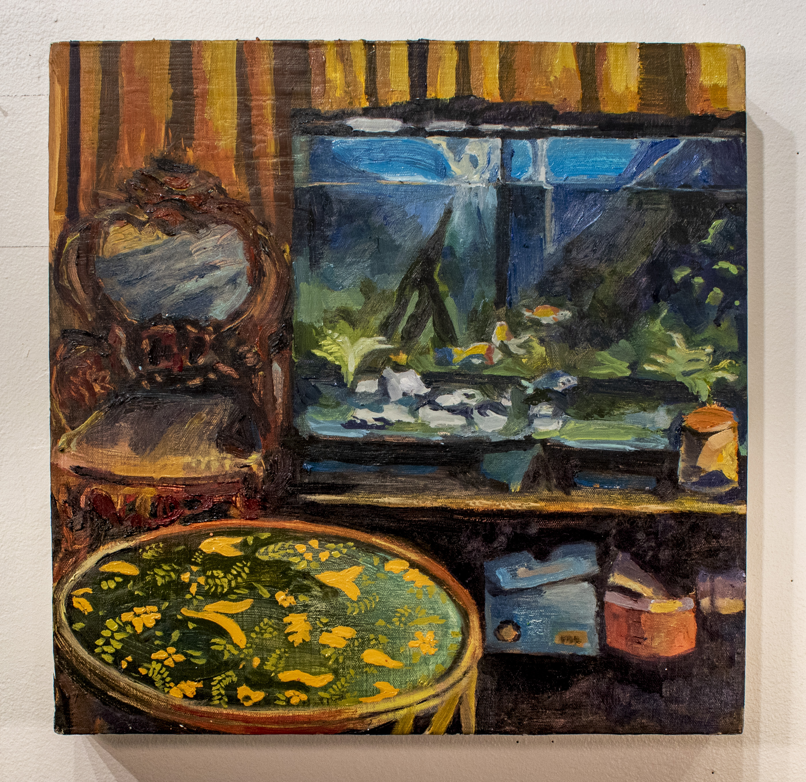 Fish Tank, 15in x 15in, Oil on panel, 2019