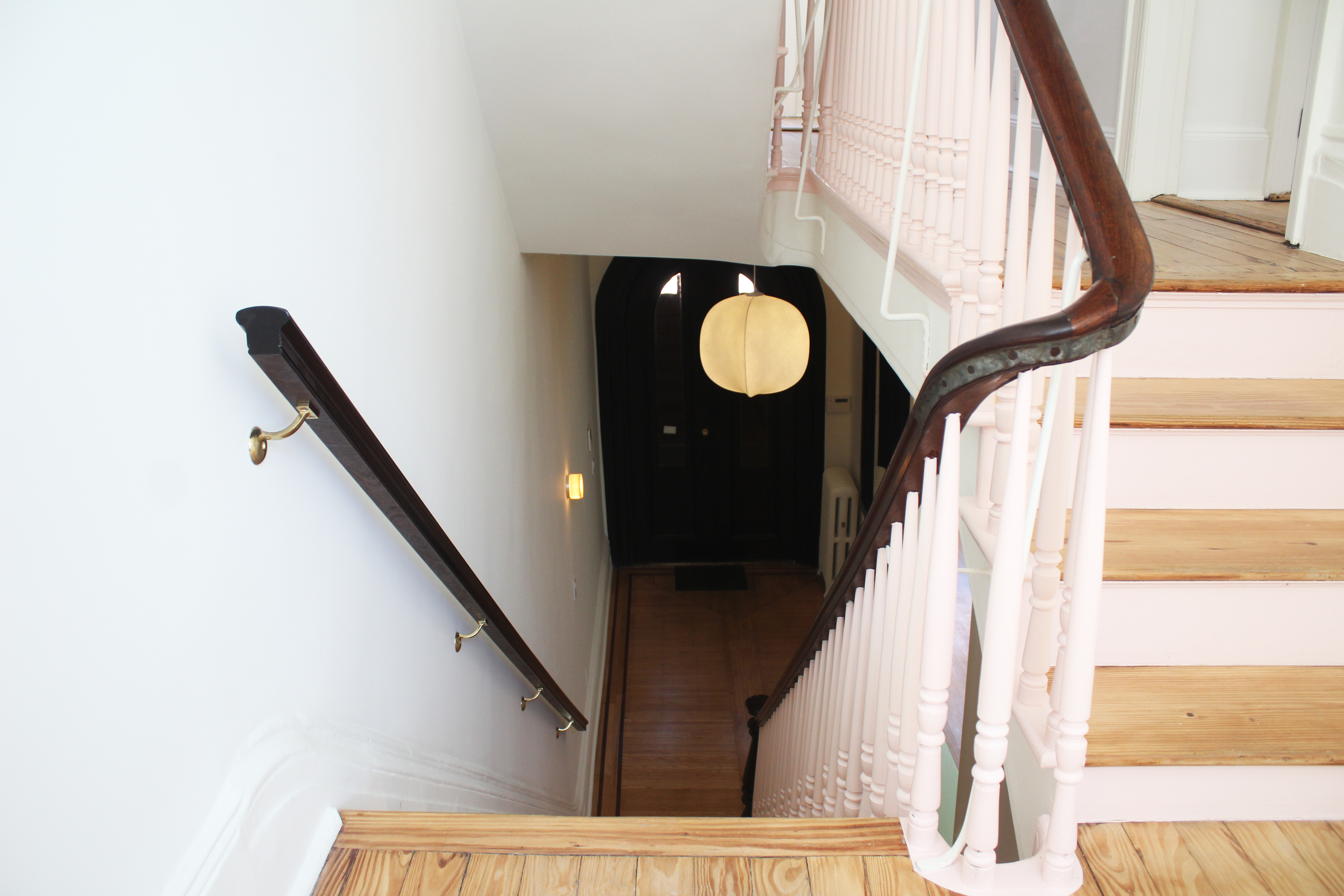 pink at the stairs