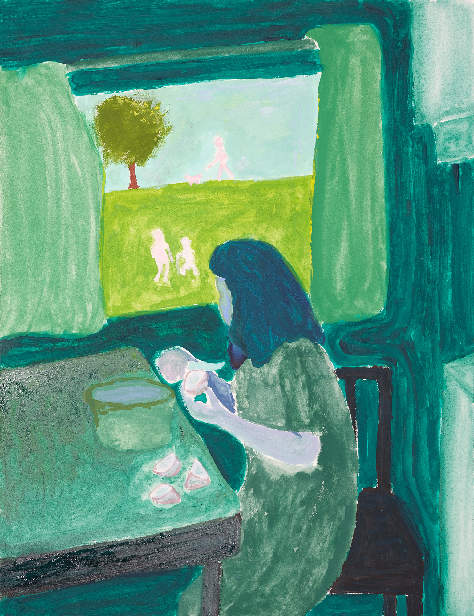 Green room, Gouache on paper, 20x26 cm, 2023