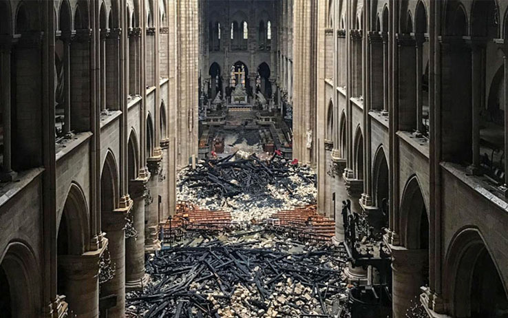 Notre Dame burning, 2019