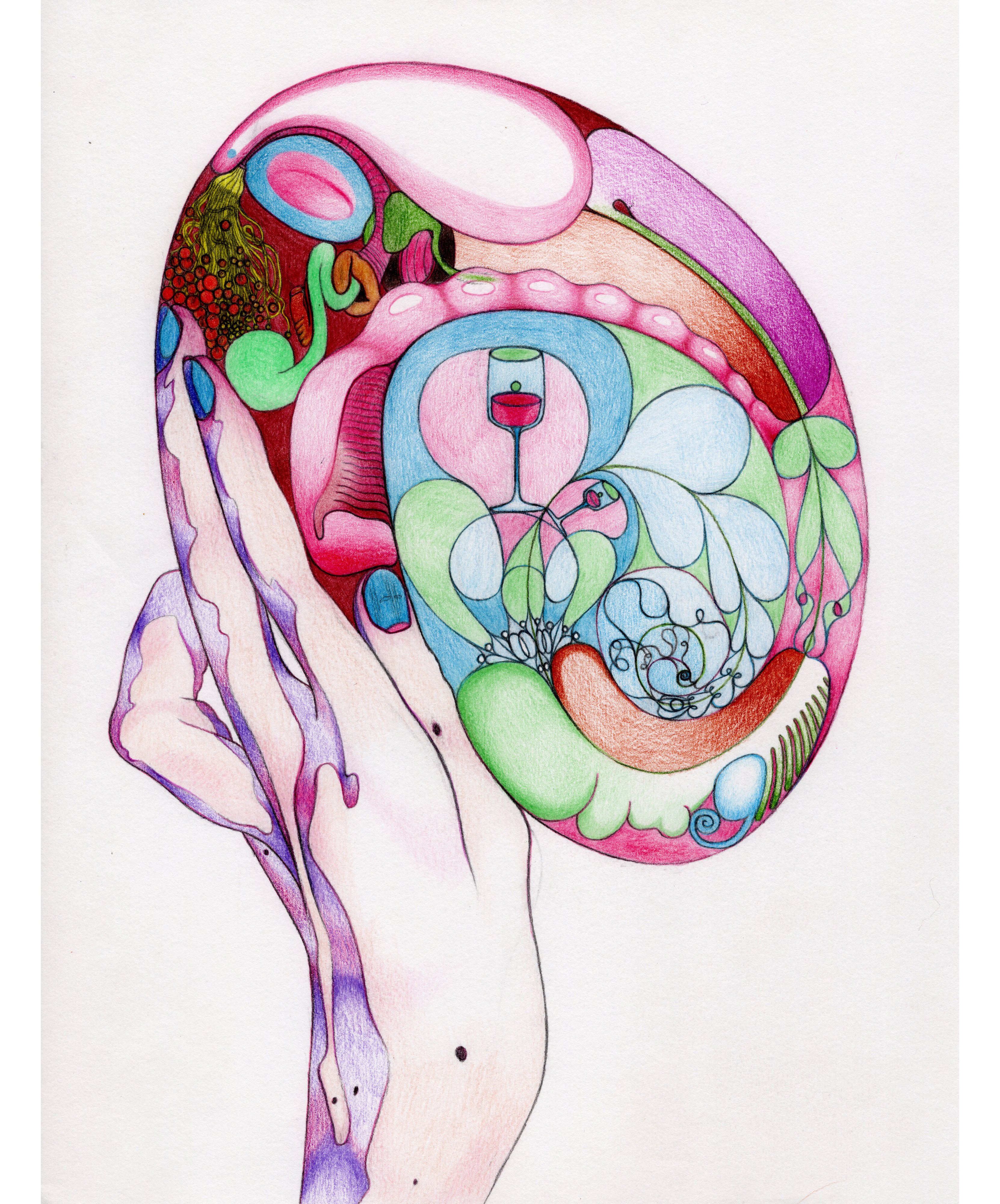 Reaching Into a Shell (11"x14", colored pencil & graphite on paper)