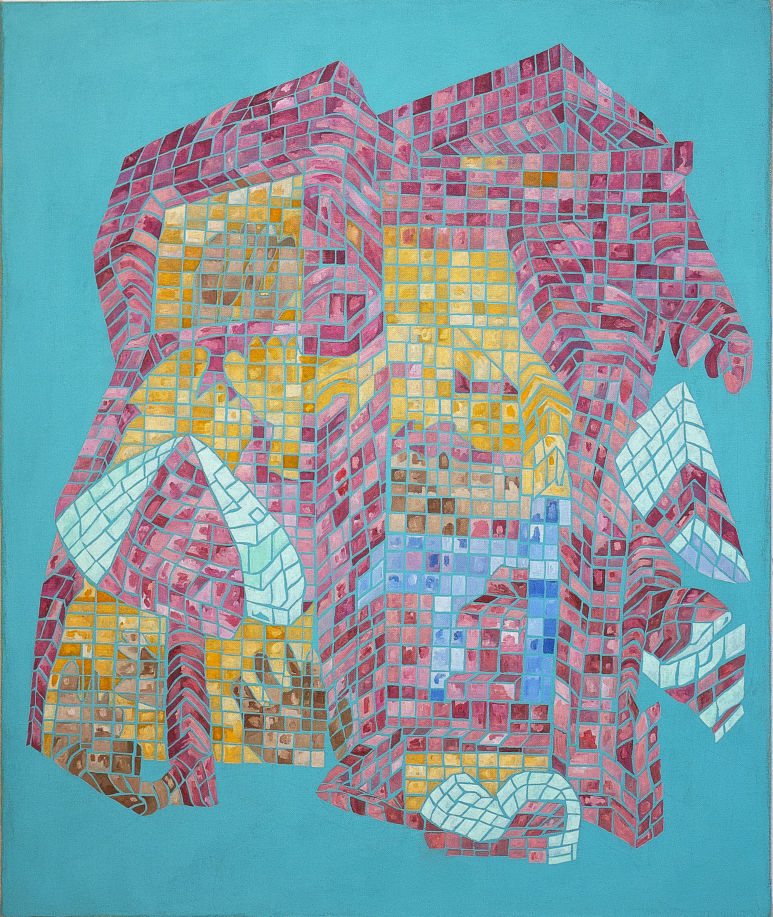 Naturist Angel, 36 x 30 inches, oil + acrylic on linen, 2020