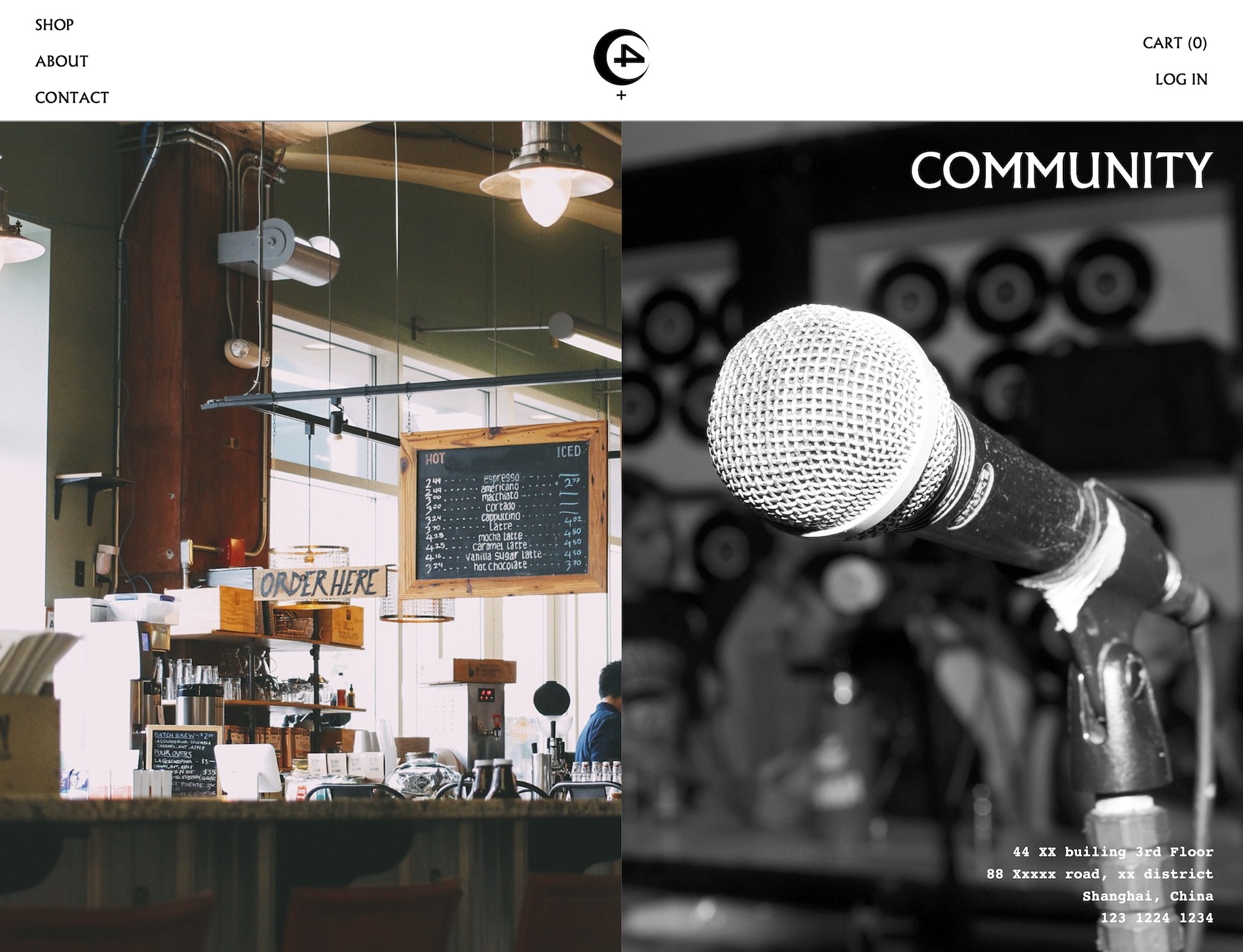 A SPLIT SCREEN DESIGN EMPHASISING THE DUALITY OF THE LOCATION (CAFE BY DAY AND BAR BY NIGHT)
