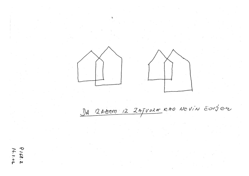 IT-98-32: Vaslijevic. Diagram drawn by the accused “to leave prison as an innocent man”. Document Type: Exhibit P168.2 • Date: 14/02/2002 • By: Prosecution