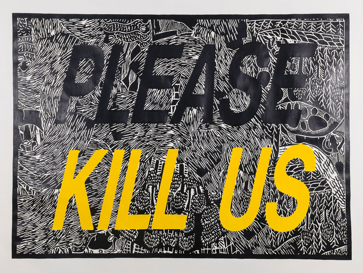 Please Kill Us, 2013. pencil on paper. 238cm x 181cm